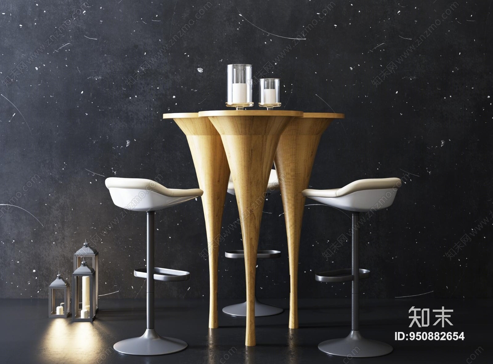 北欧吧台高脚椅3D模型下载【ID:950882654】