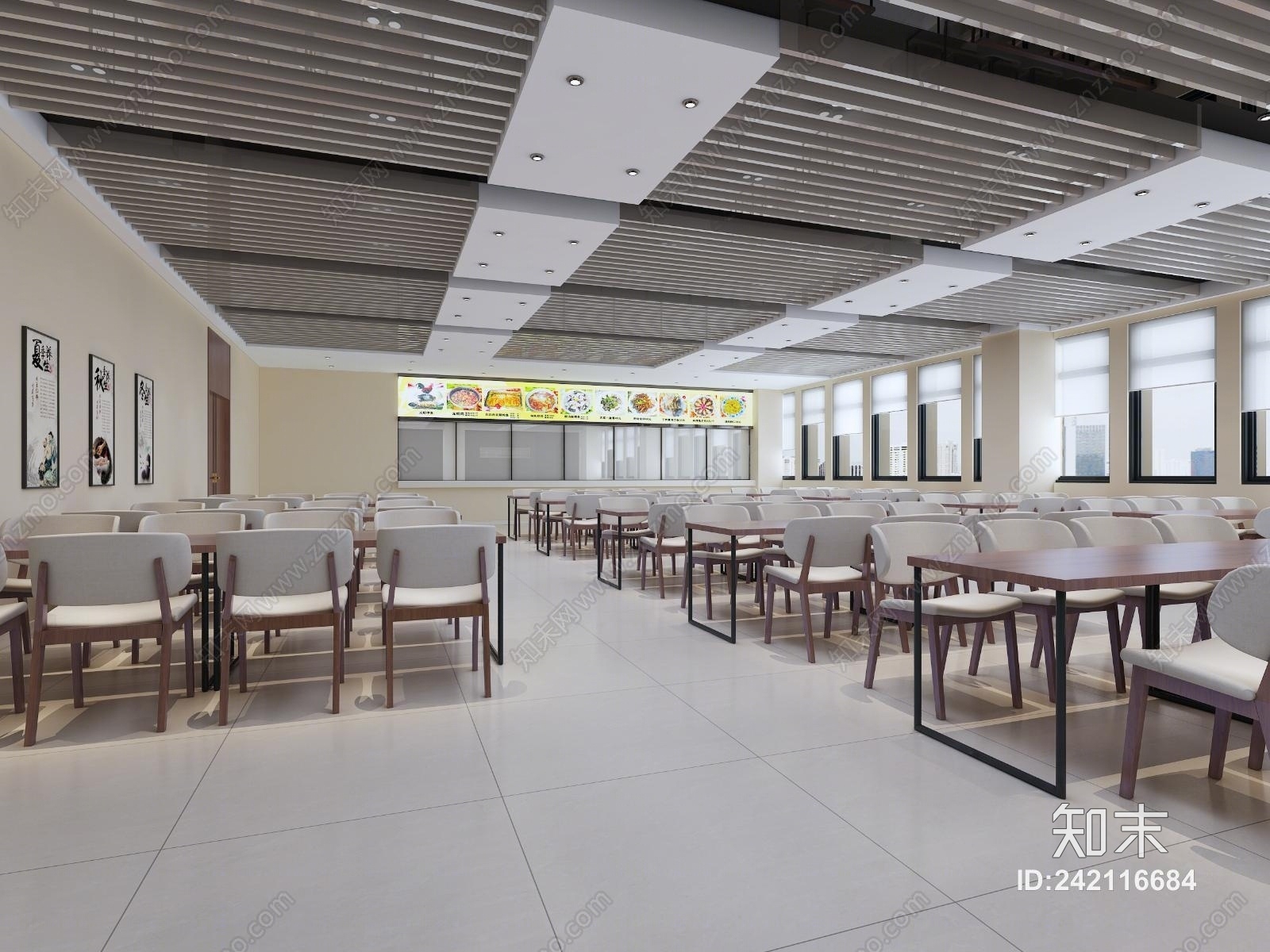 现代员工食堂3D模型下载【ID:242116684】