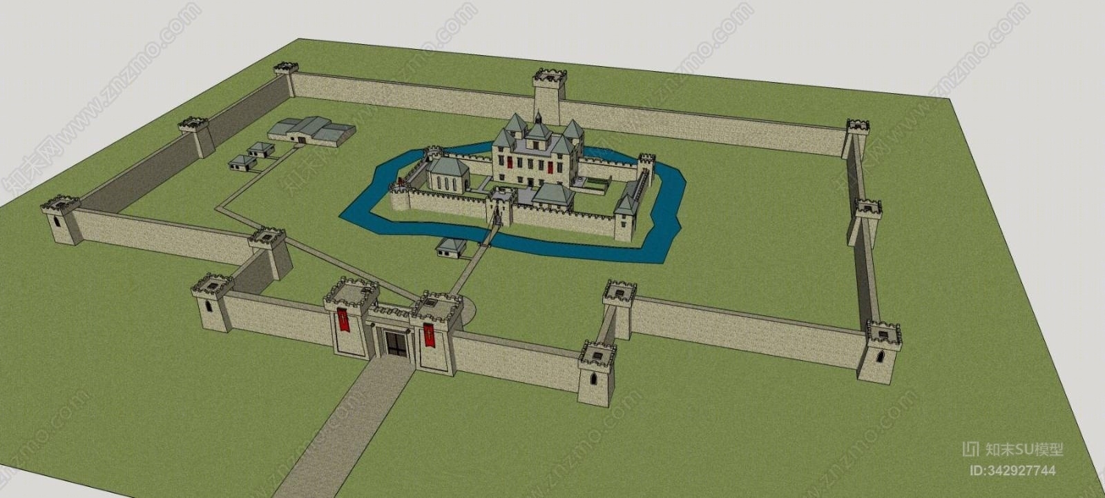 欧式城堡SU模型下载【ID:342927744】