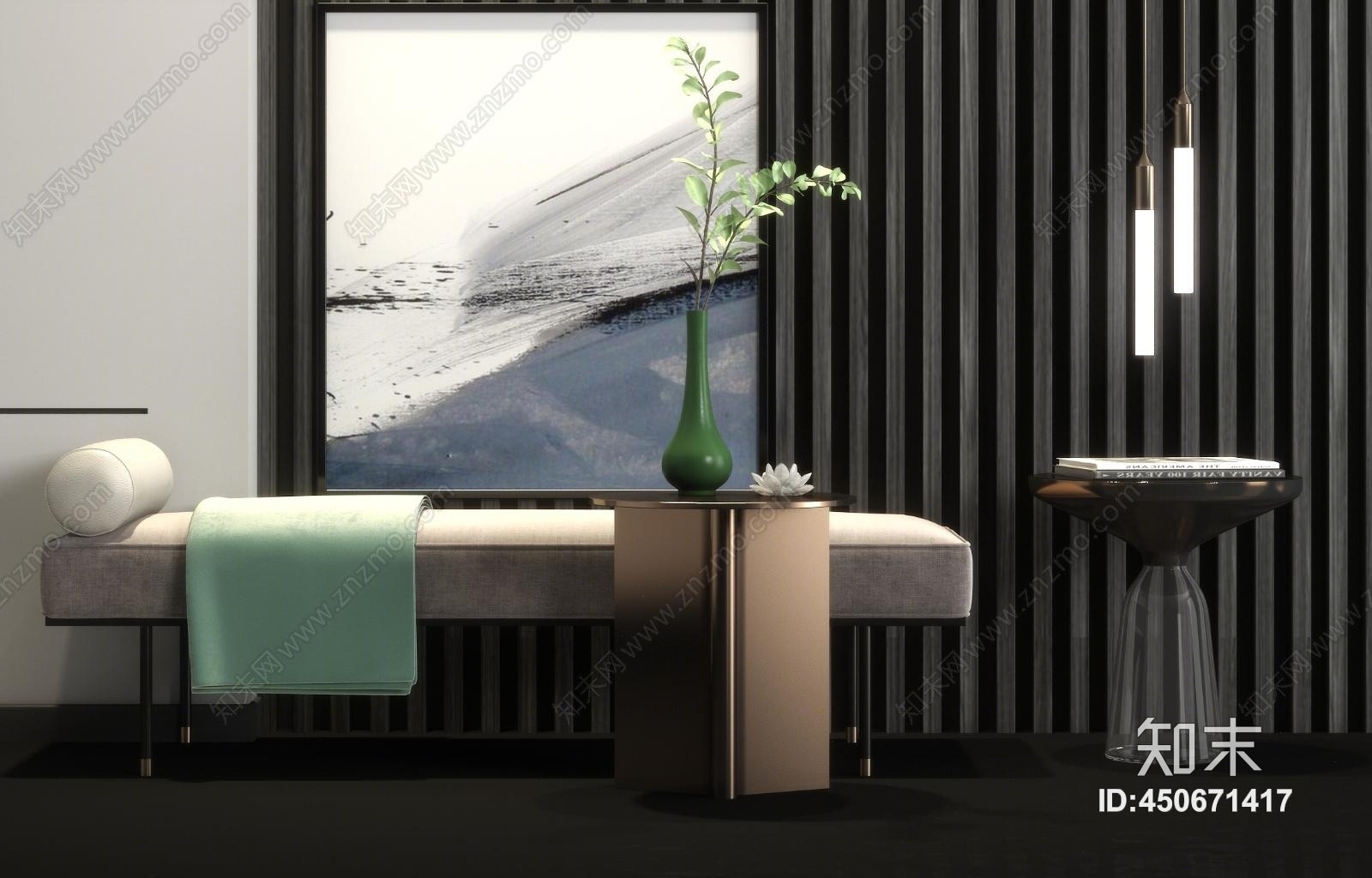 现代轻奢床尾凳3D模型下载【ID:450671417】