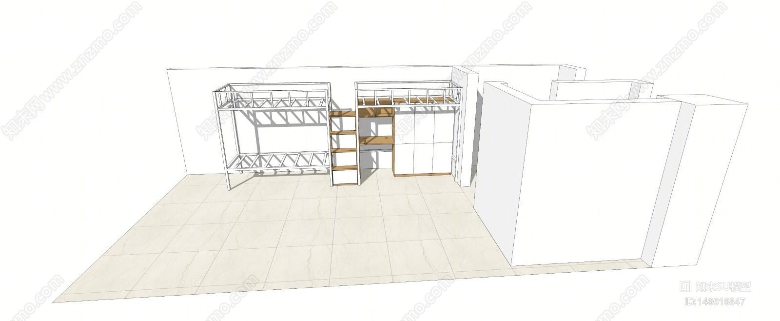 现代公寓床SU模型下载【ID:146616847】