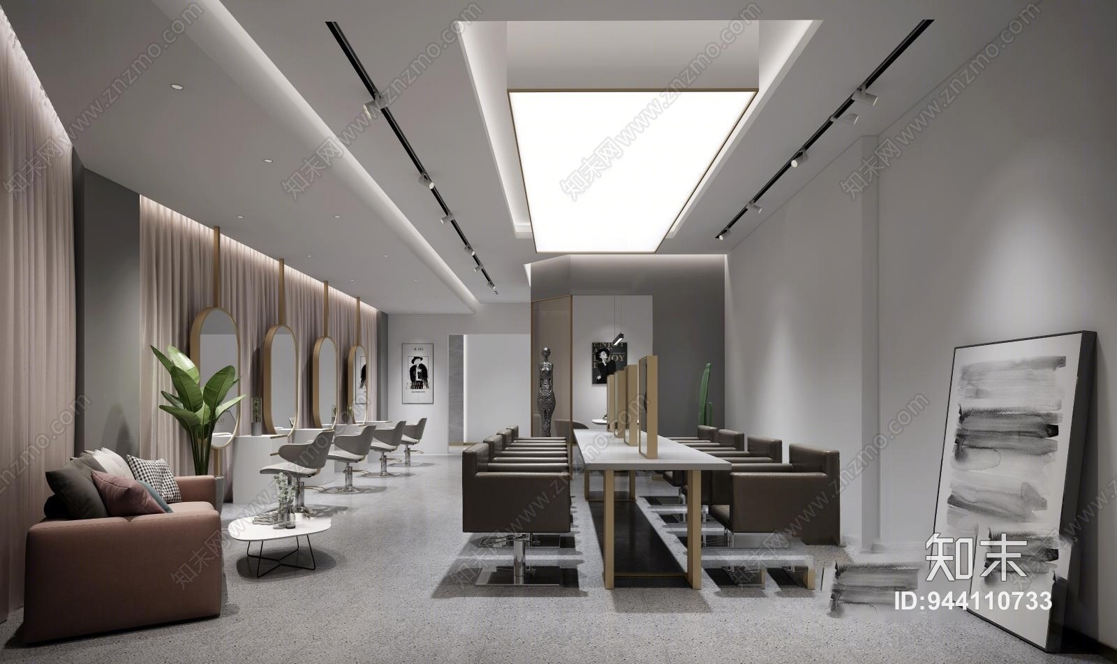 现代简约美容美发3D模型下载【ID:944110733】