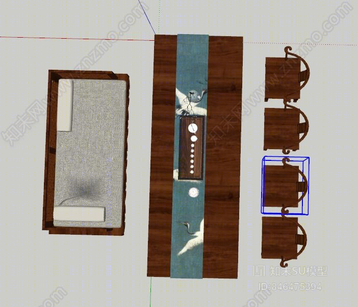 中式茶室桌椅SU模型下载【ID:846475394】