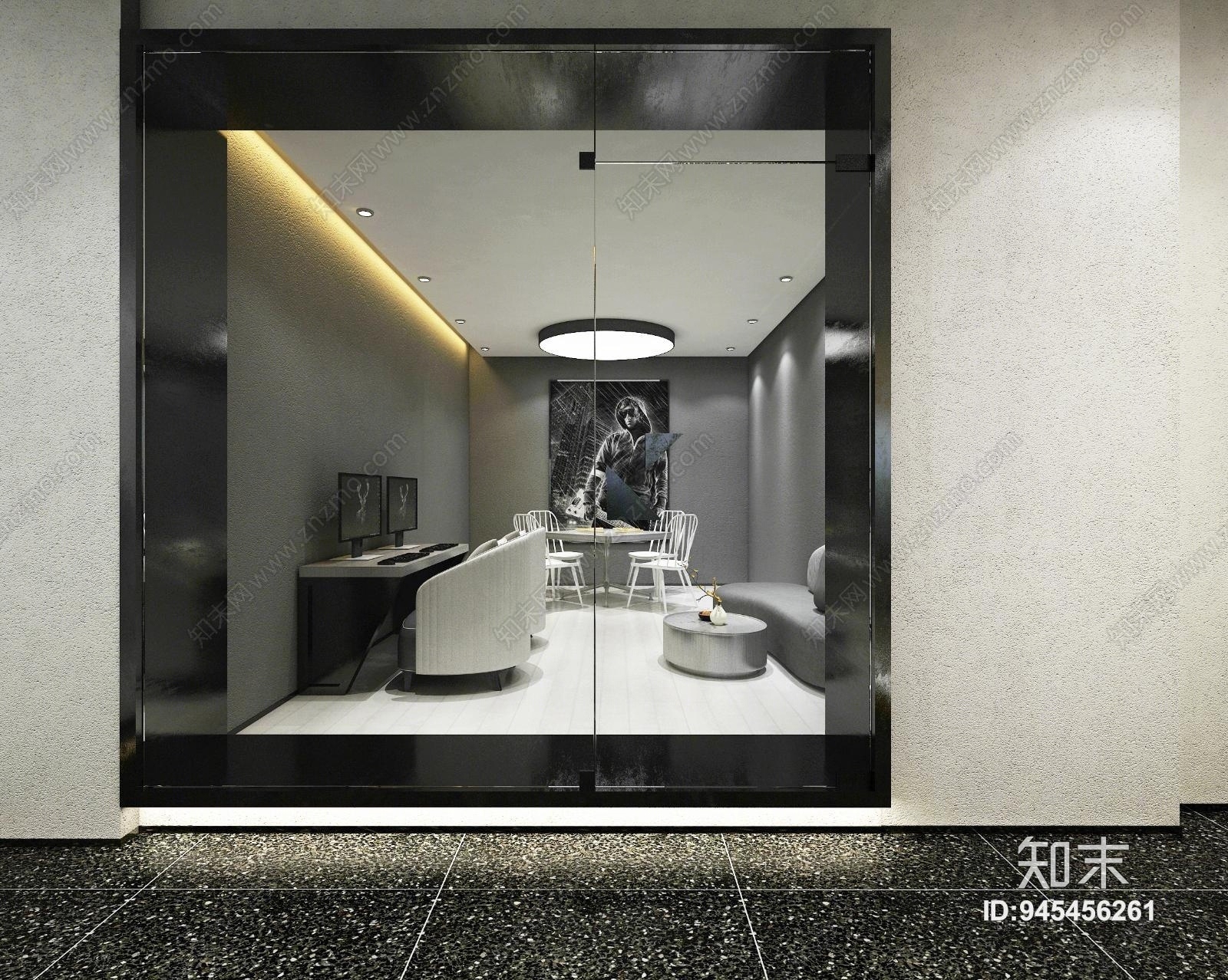 现代科技感网咖3D模型下载【ID:945456261】