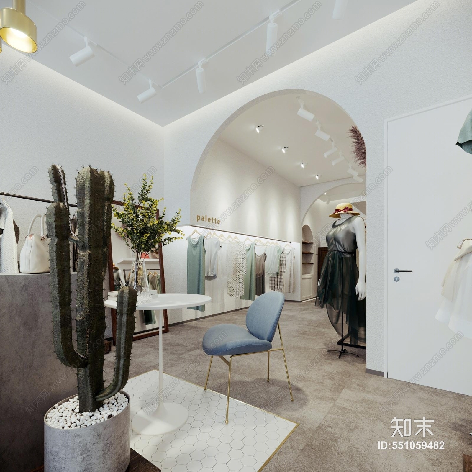 现代北欧风服装店3D模型下载【ID:551059482】
