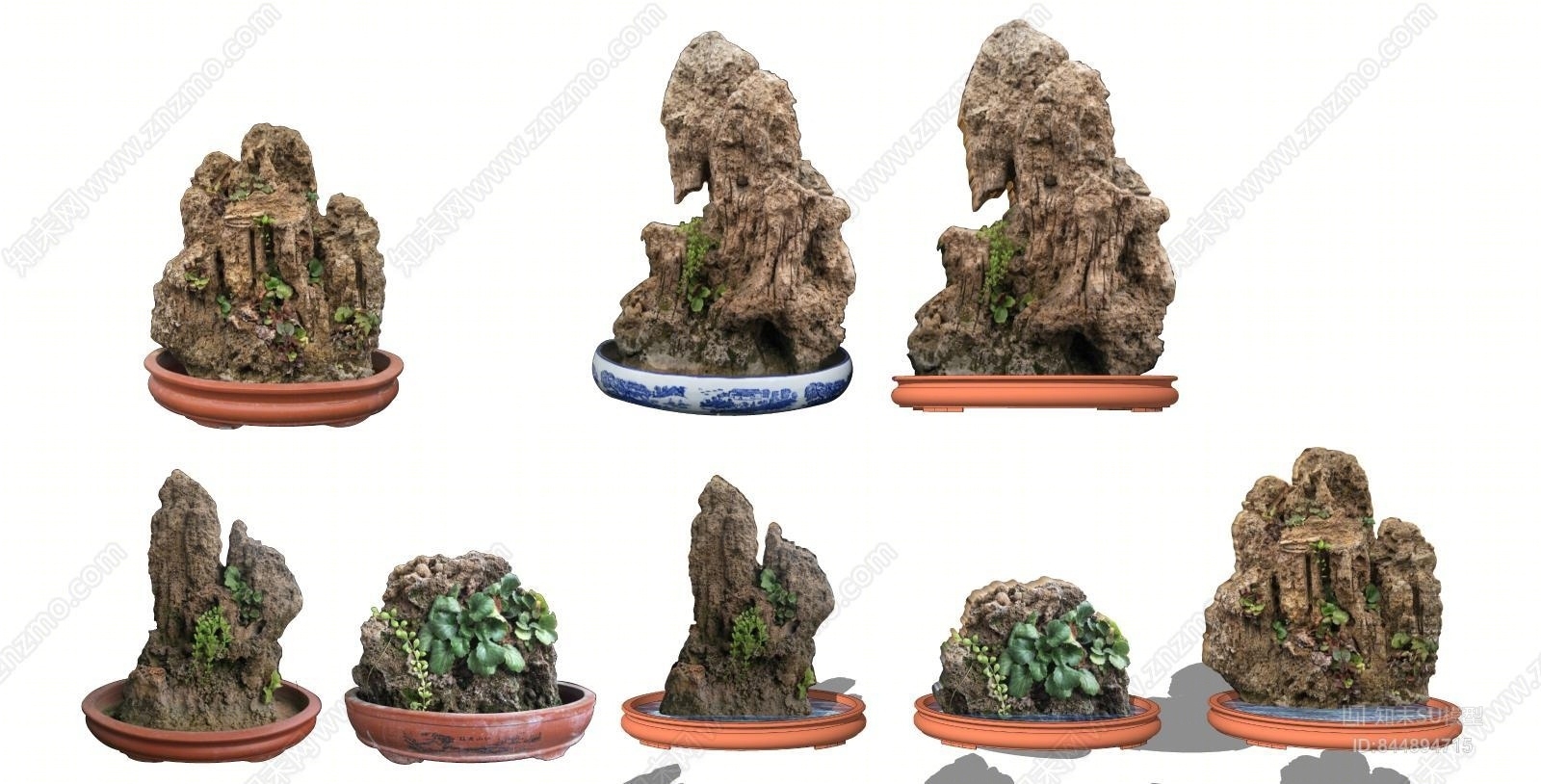 中式景观石SU模型草图