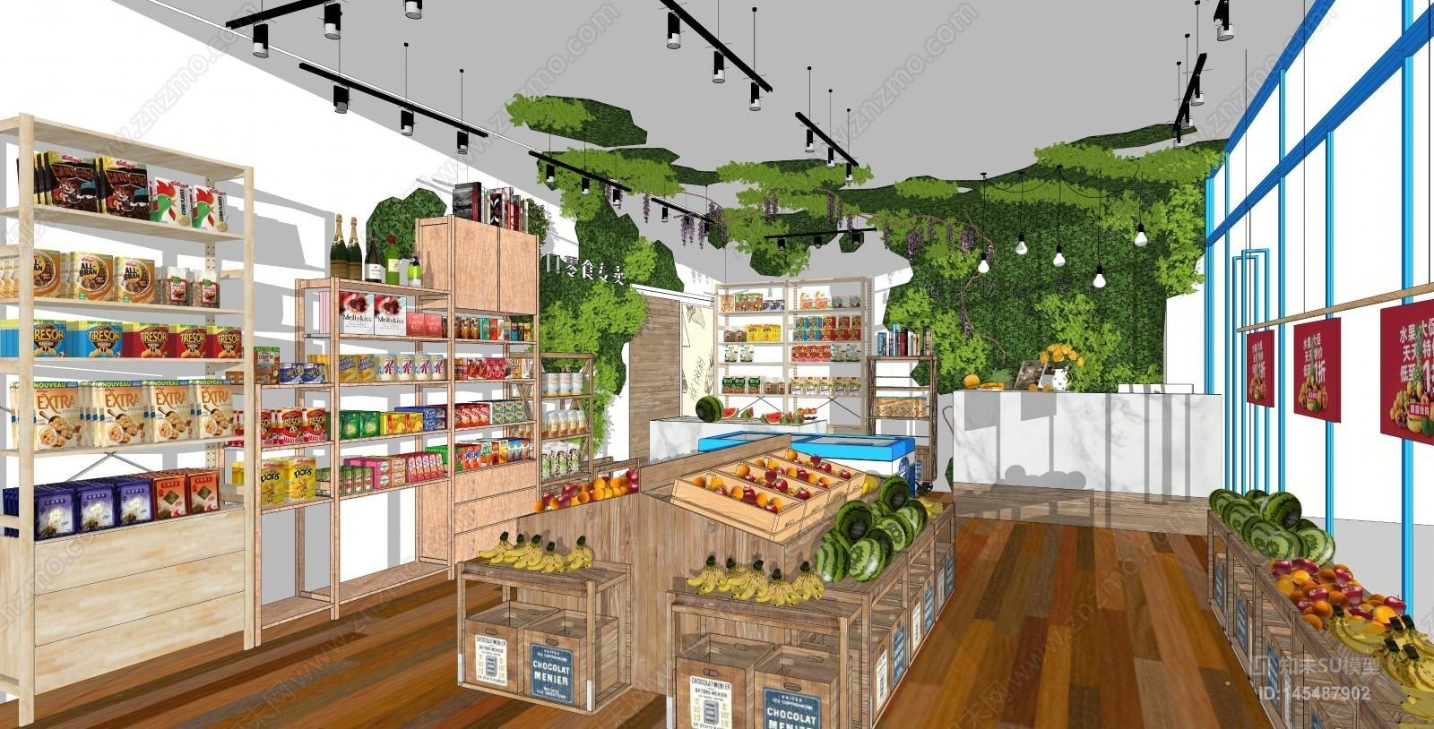 工业风水果店SU模型下载【ID:145487902】