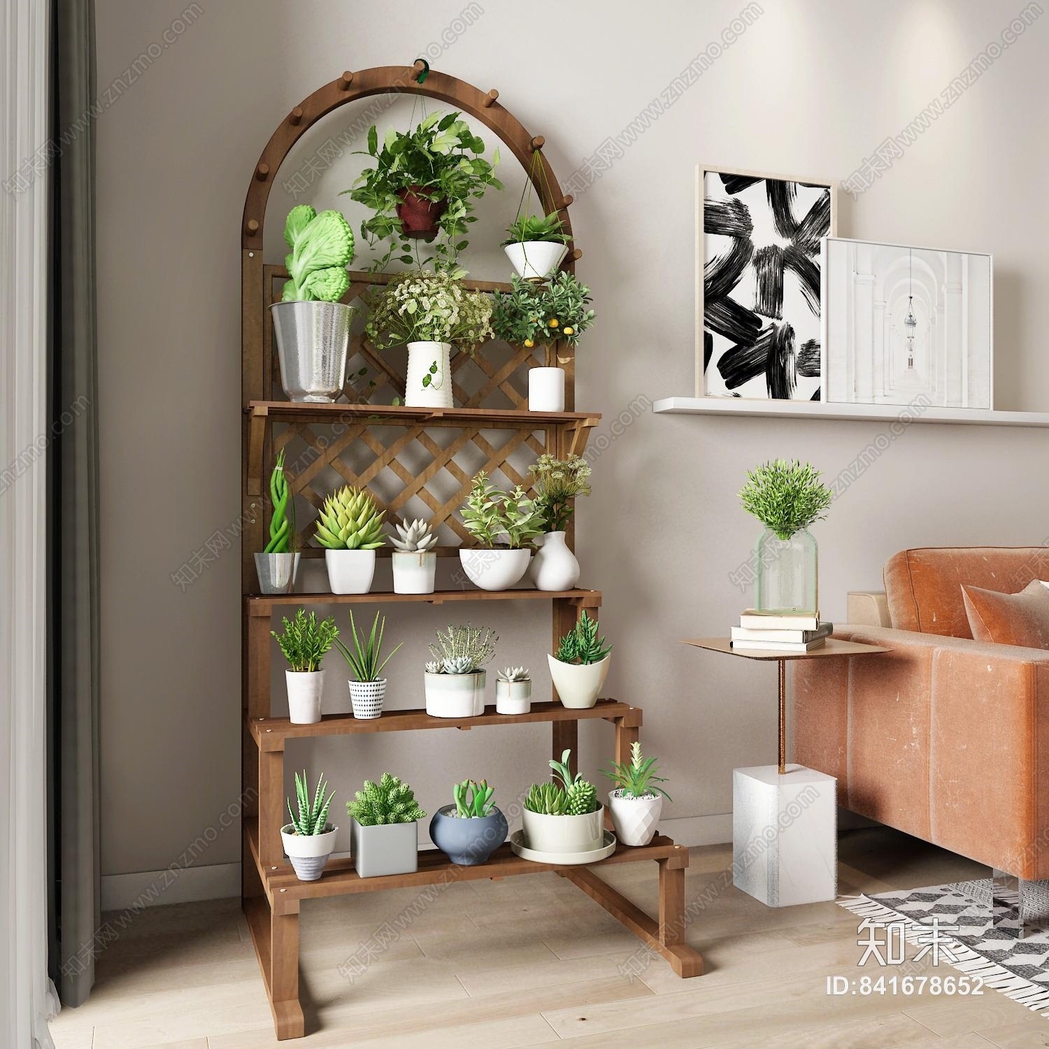 现代花架多肉花架3D模型下载【ID:841678652】