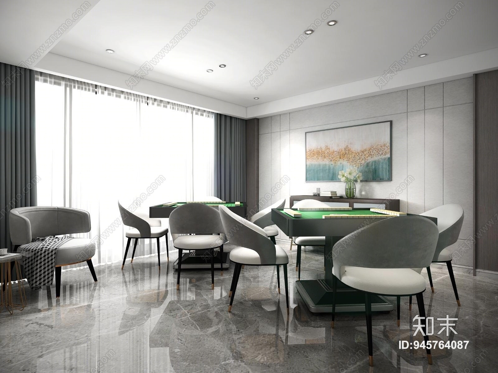 现代棋牌室3D模型下载【ID:945764087】