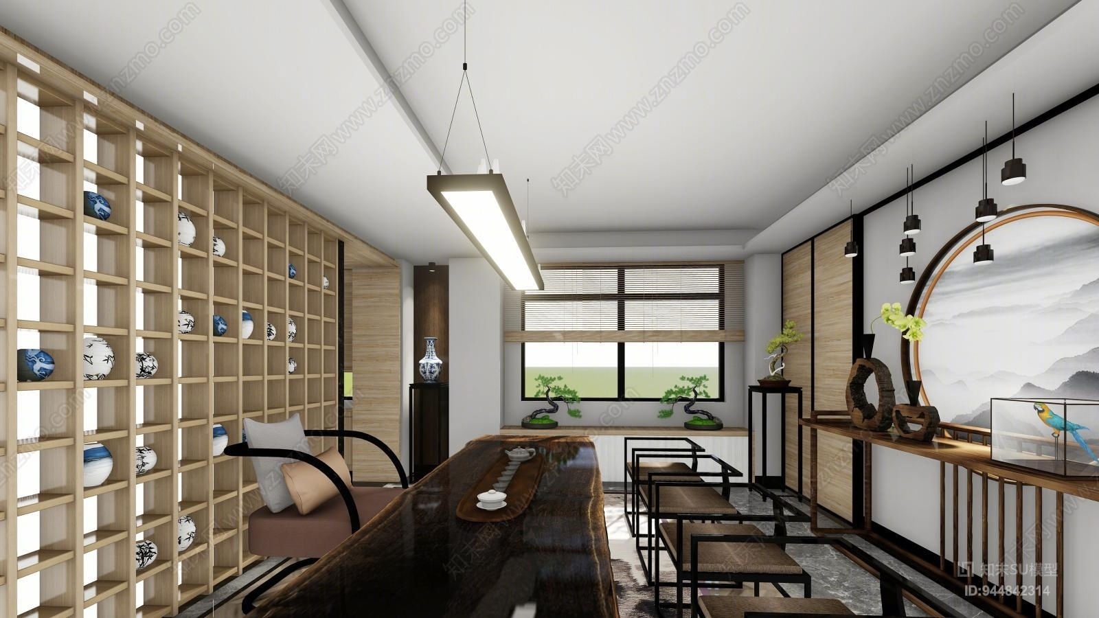 中式茶室SU模型下载【ID:944842314】