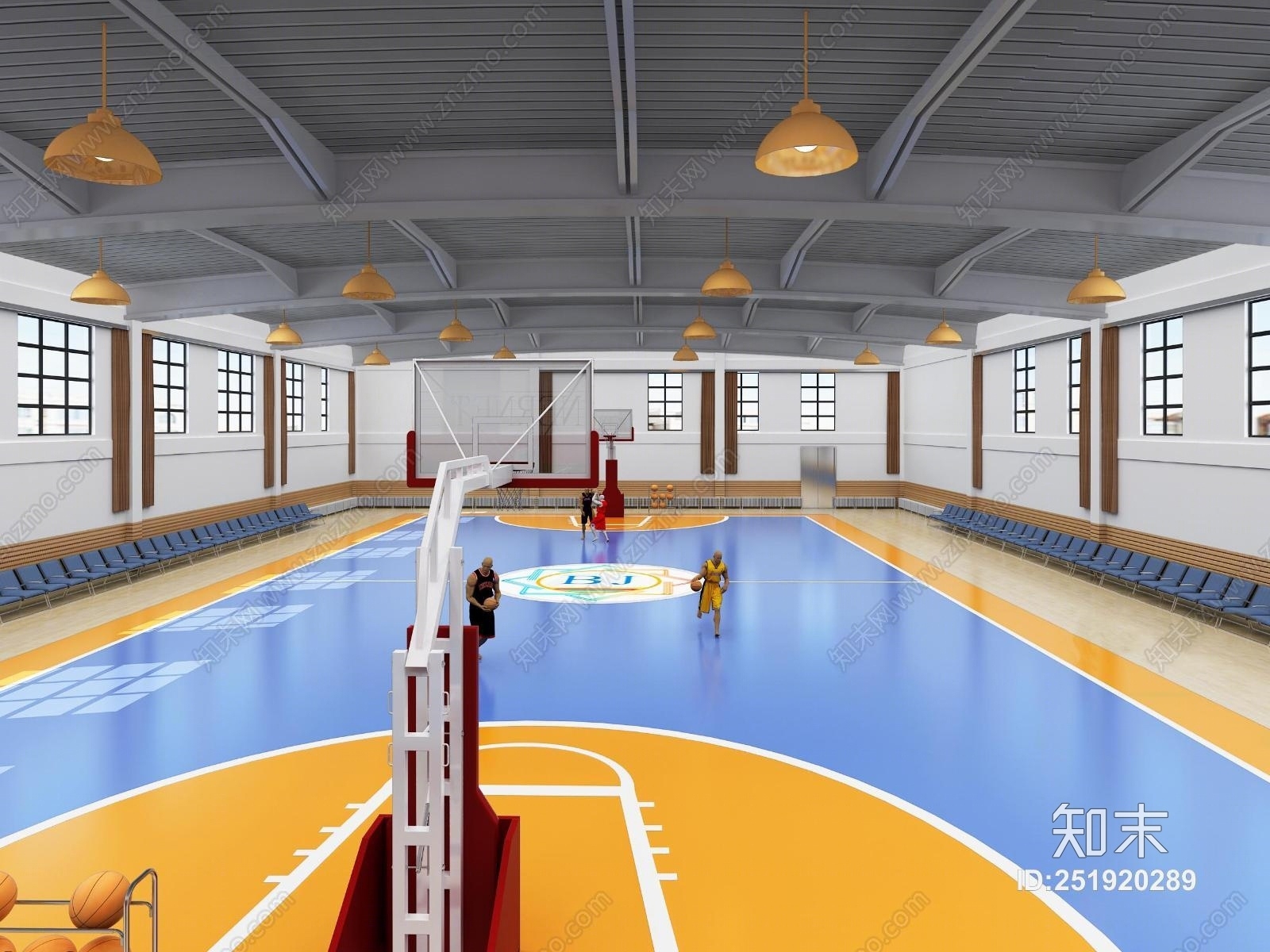 现代篮球场3D模型下载【ID:251920289】
