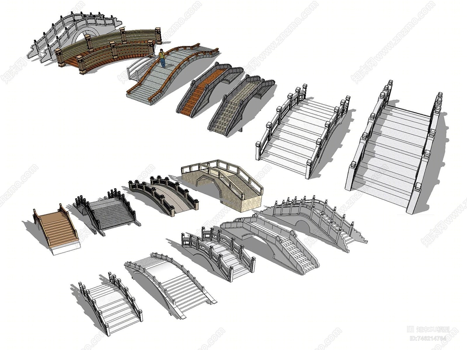中式石桥SU模型下载【ID:746214784】