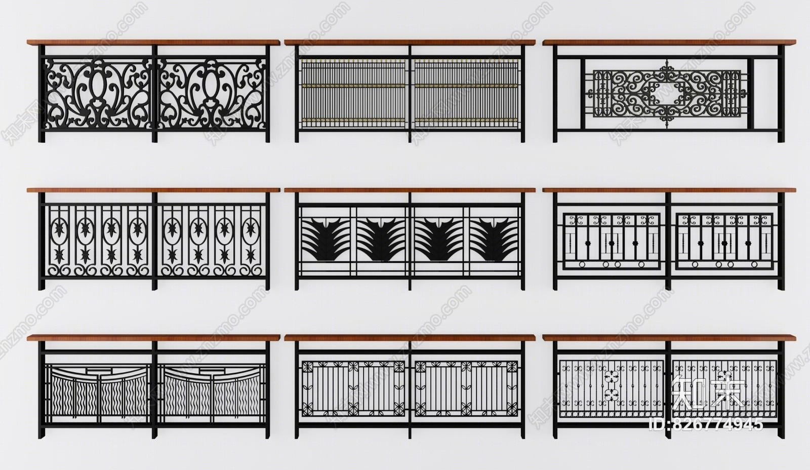 现代铁艺围栏护栏3D模型下载【ID:826774945】