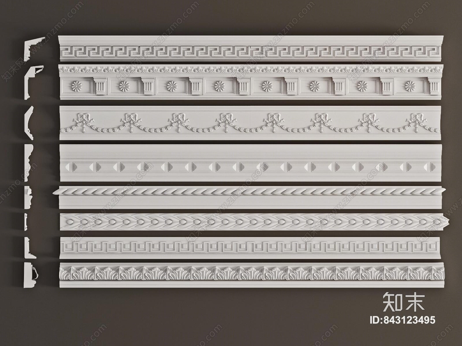 欧式石膏线条3D模型下载【ID:843123495】