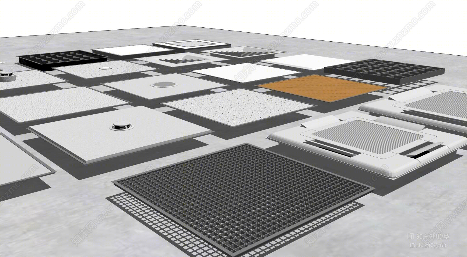 现代铝扣板SU模型下载【ID:442978463】