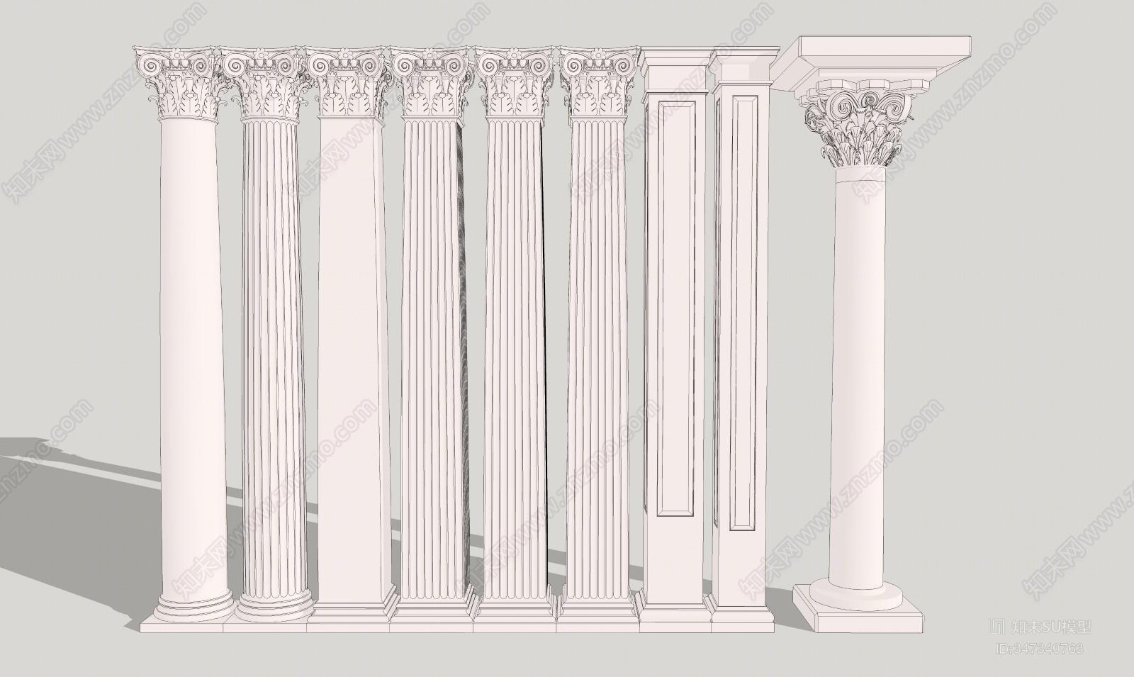 欧式罗马柱SU模型下载【ID:347340763】