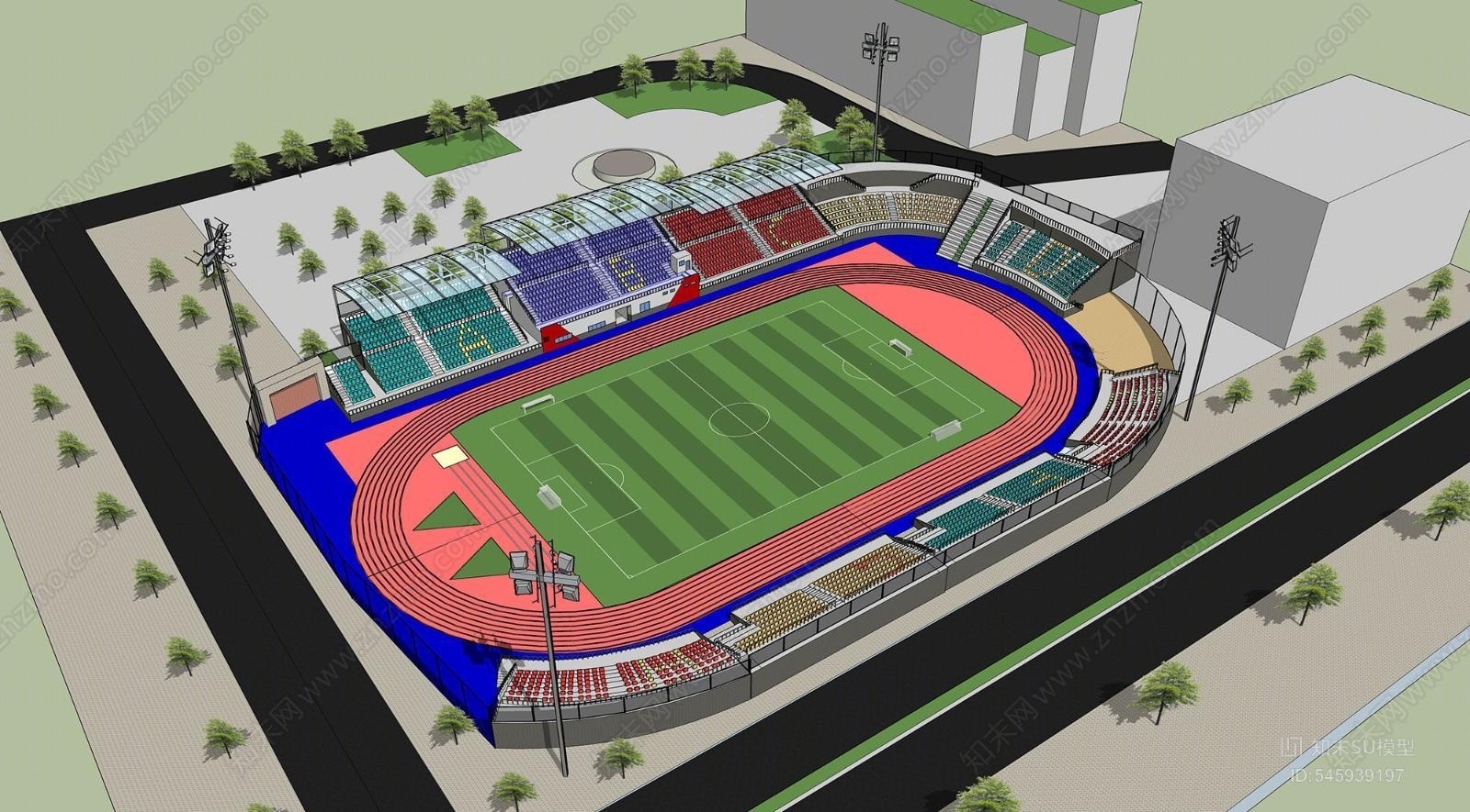 现代足球场SU模型下载【ID:545939197】