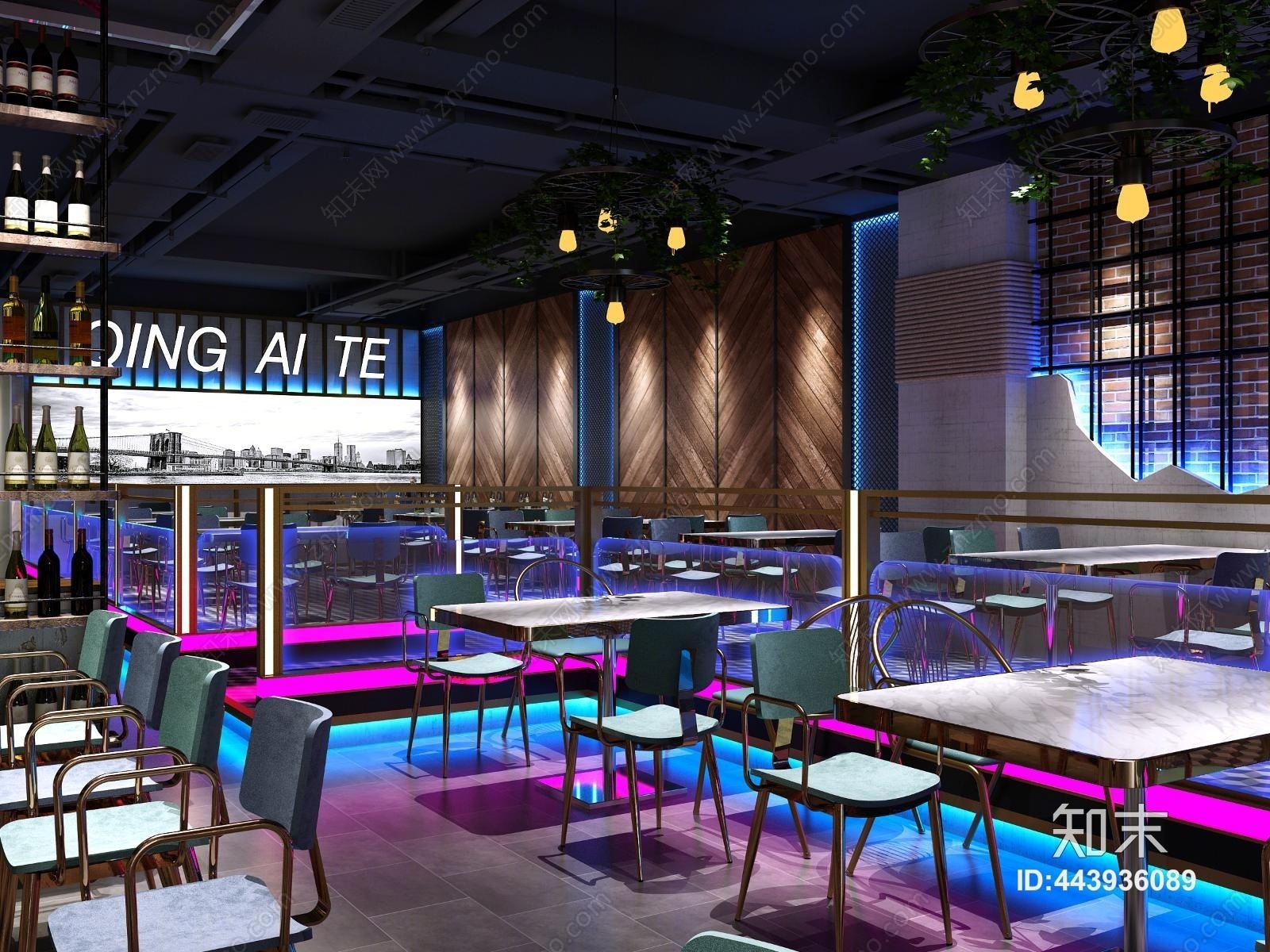 工业风音乐餐厅3D模型下载【ID:443936089】