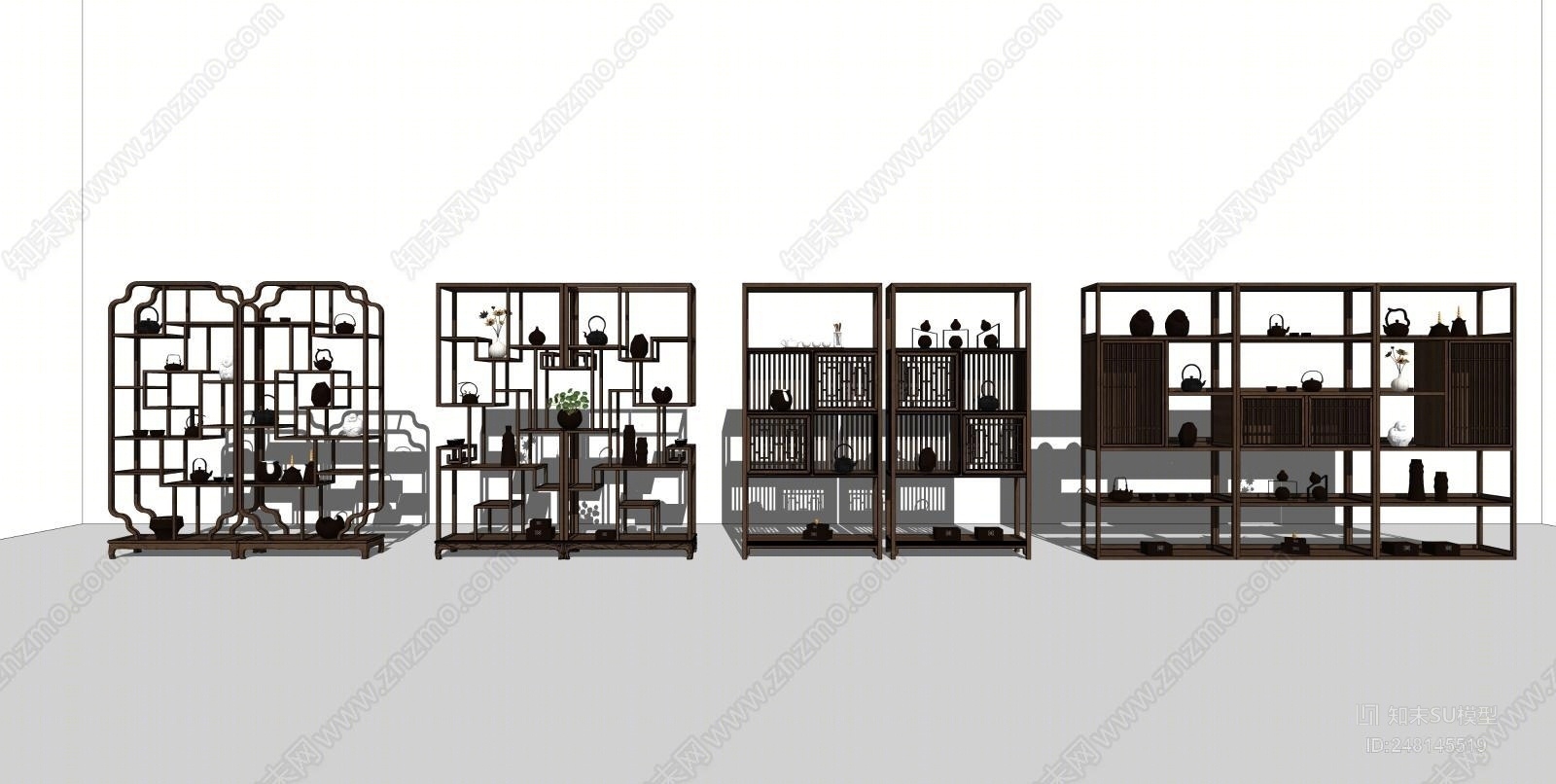 中式展示架SU模型下载【ID:248145519】