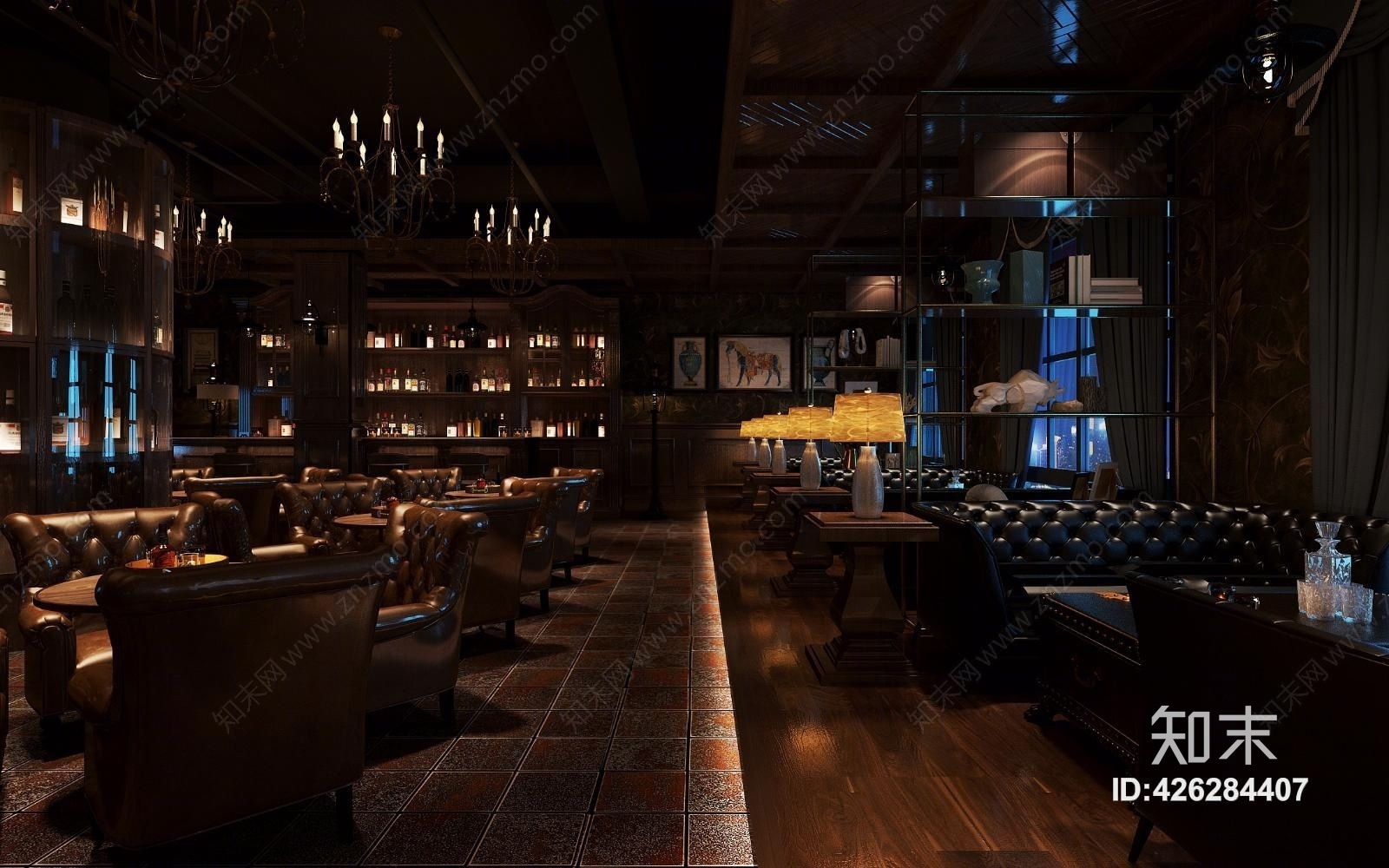 美式红酒雪茄酒吧3D模型下载【ID:426284407】