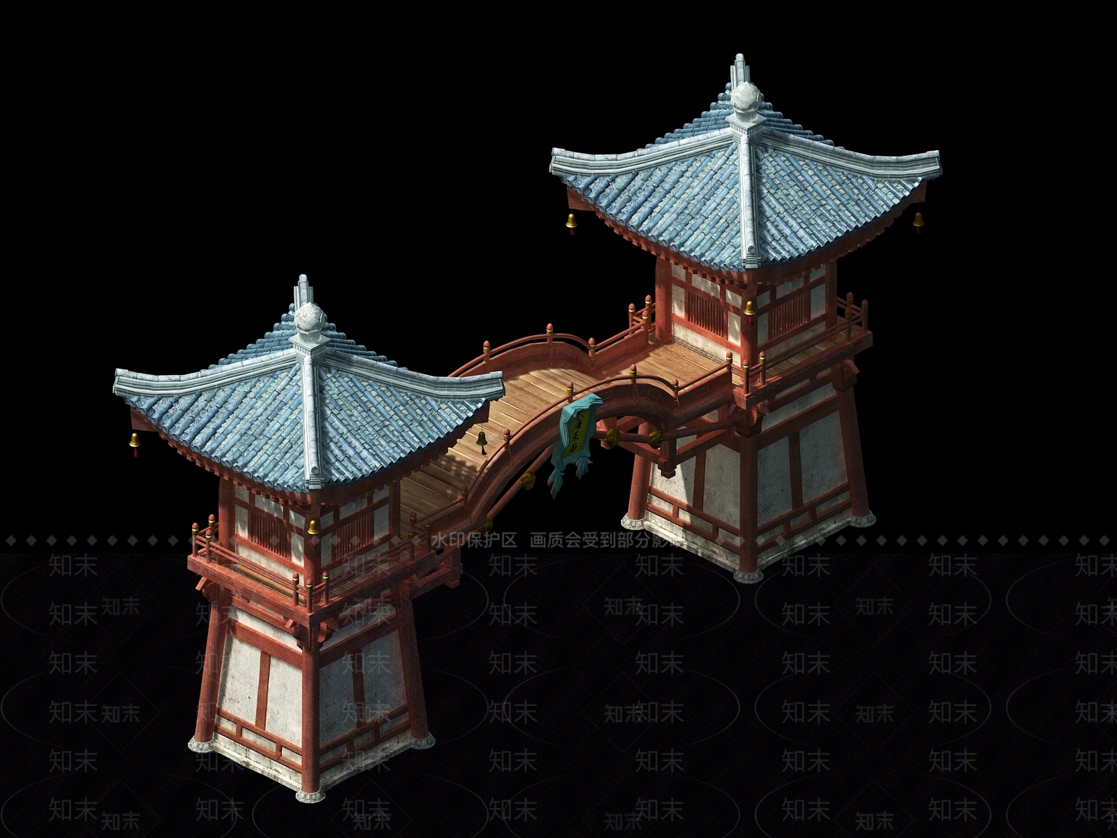 中式门楼3D模型下载【ID:535275880】