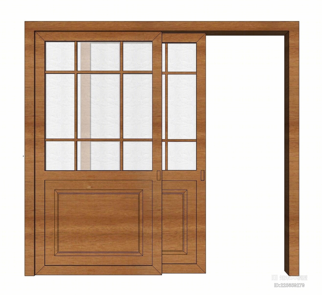 欧式现代推拉门SU模型下载【ID:225659279】
