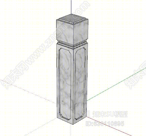 汉白玉栏杆SU模型下载【ID:630110895】