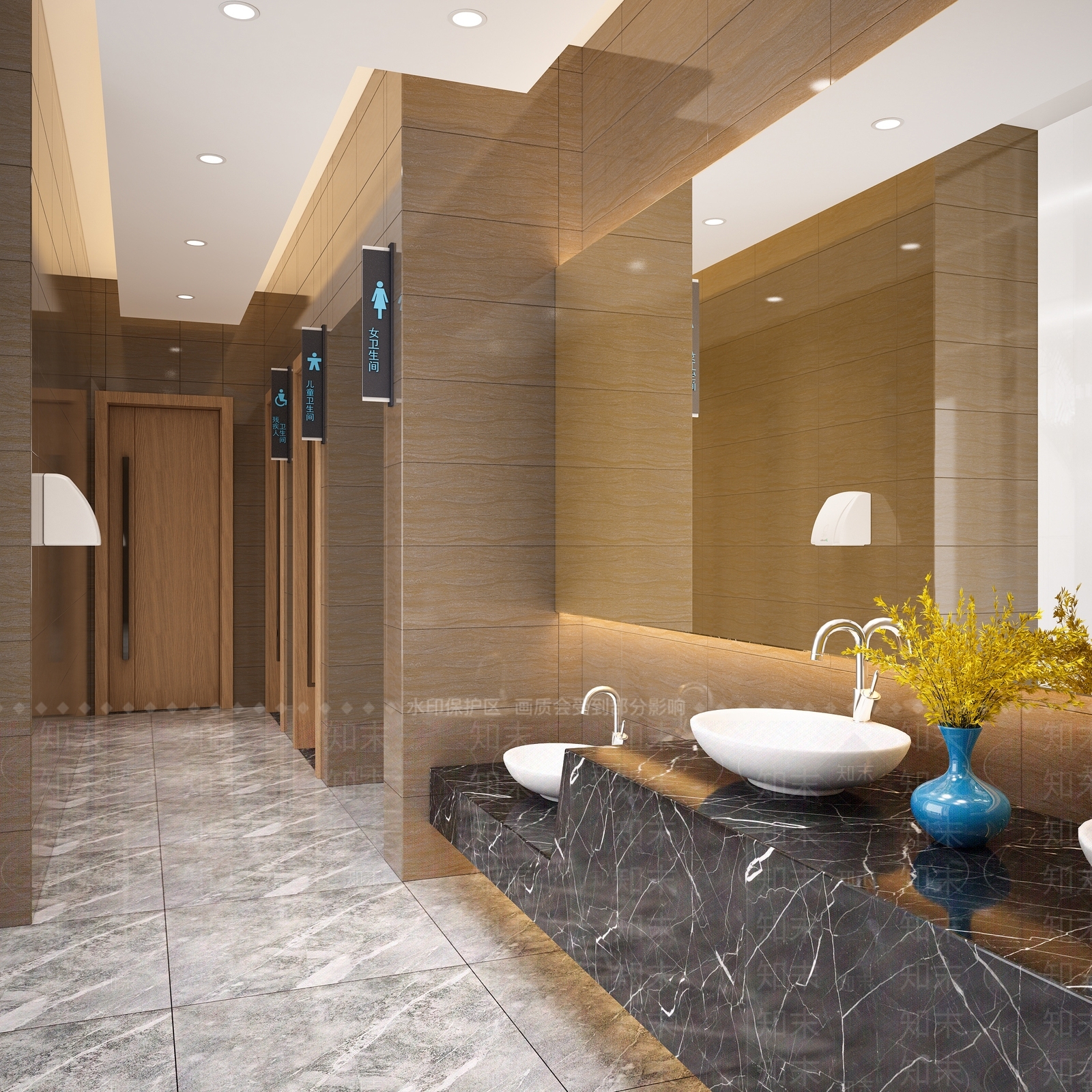 工装卫生间残疾人儿童卫生间3D模型下载【ID:932360933】