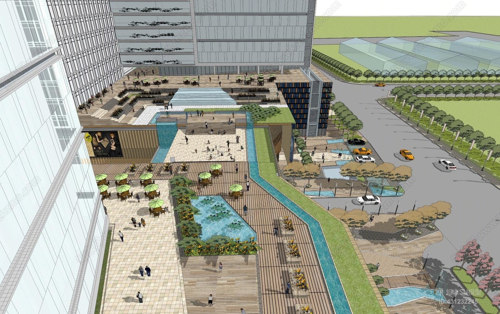商业街园林景观SU模型下载【ID:431232245】