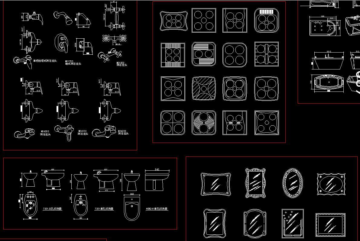 卫生间构件CAD图库施工图下载【ID:931292461】