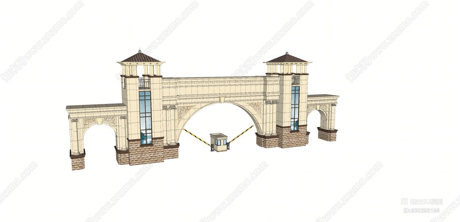 欧式小区大门门禁SU模型下载【ID:930295198】