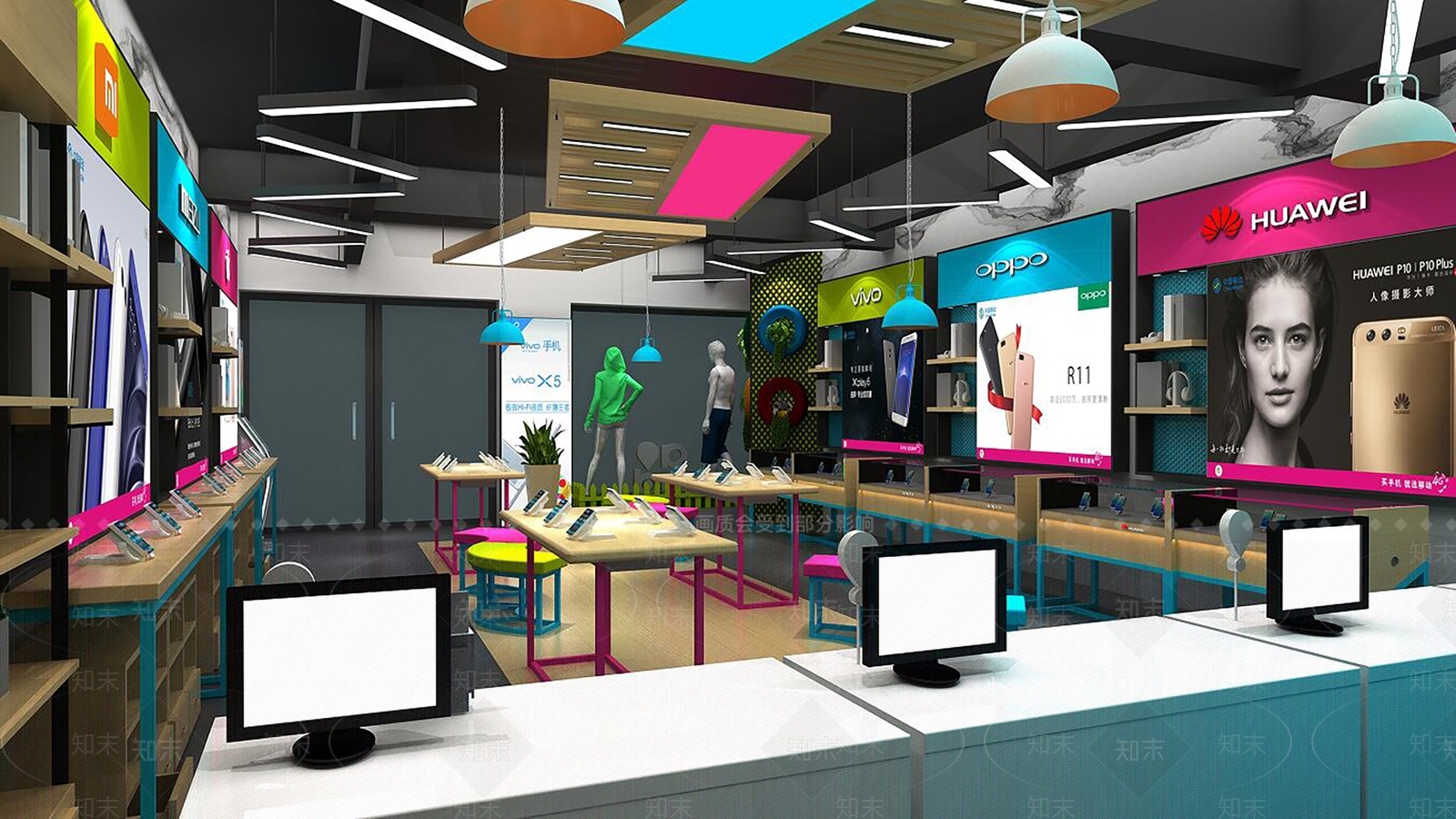 工业风手机专卖店3D模型下载【ID:233457579】