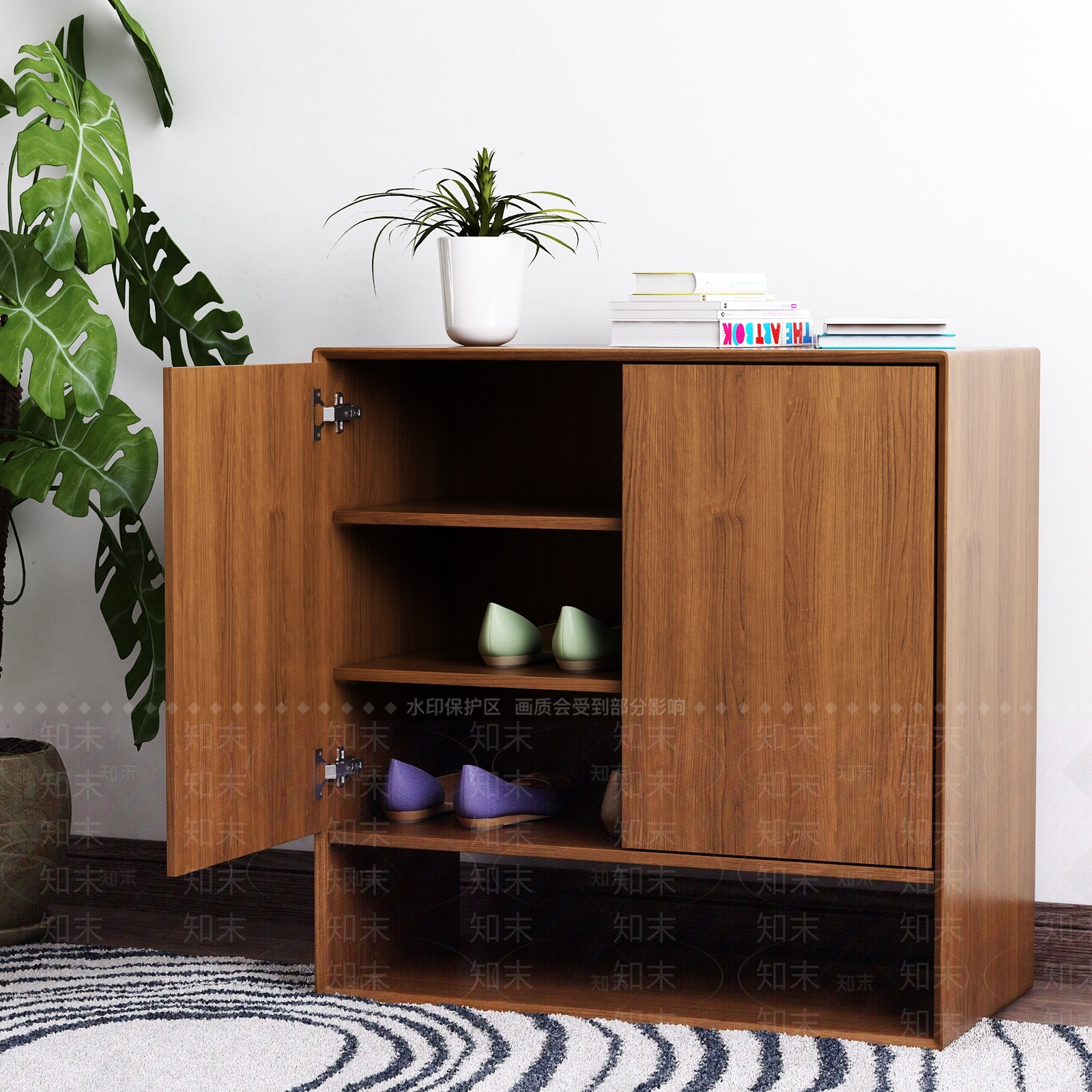 现代中式鞋柜饰品模型3D模型下载【ID:933081366】