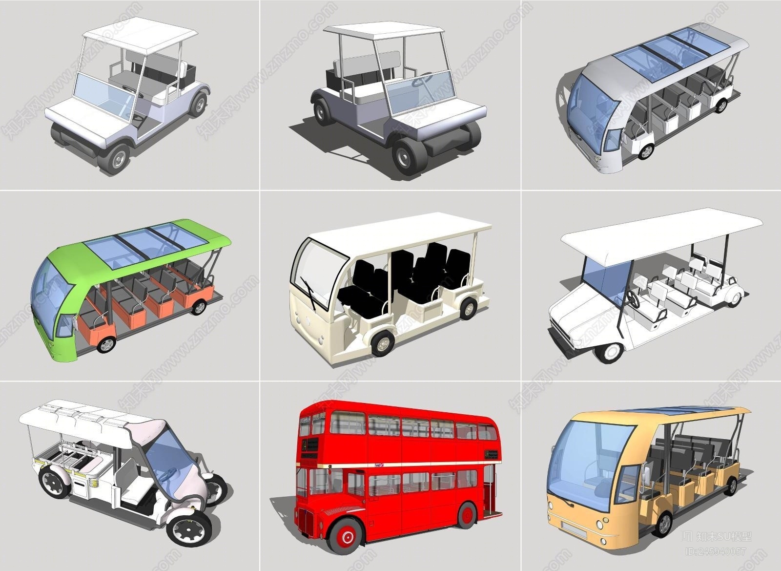 现代观光电瓶车SU模型下载【ID:245940057】