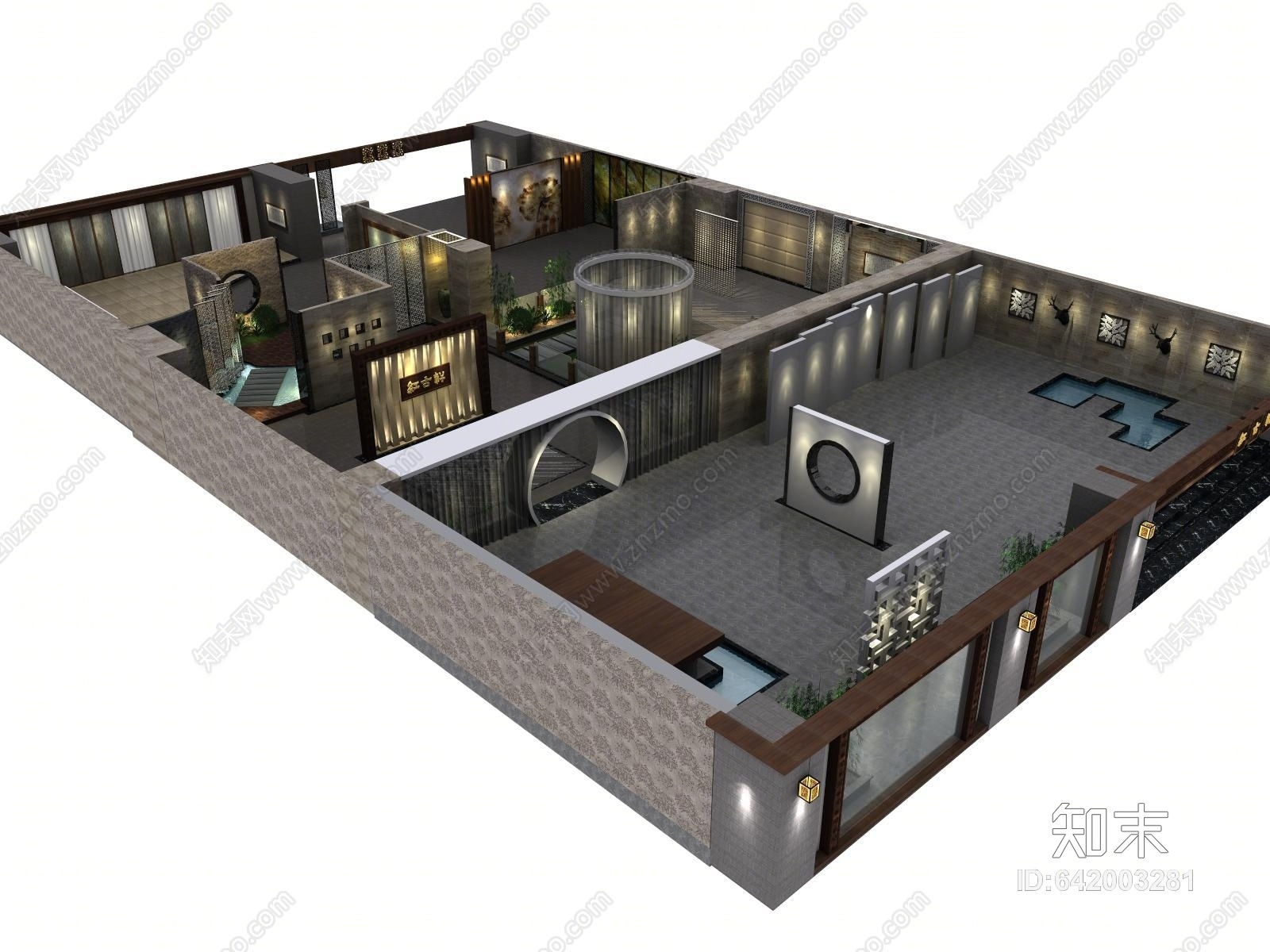 新中式红古轩红木家具专卖店3D模型下载【ID:642003281】