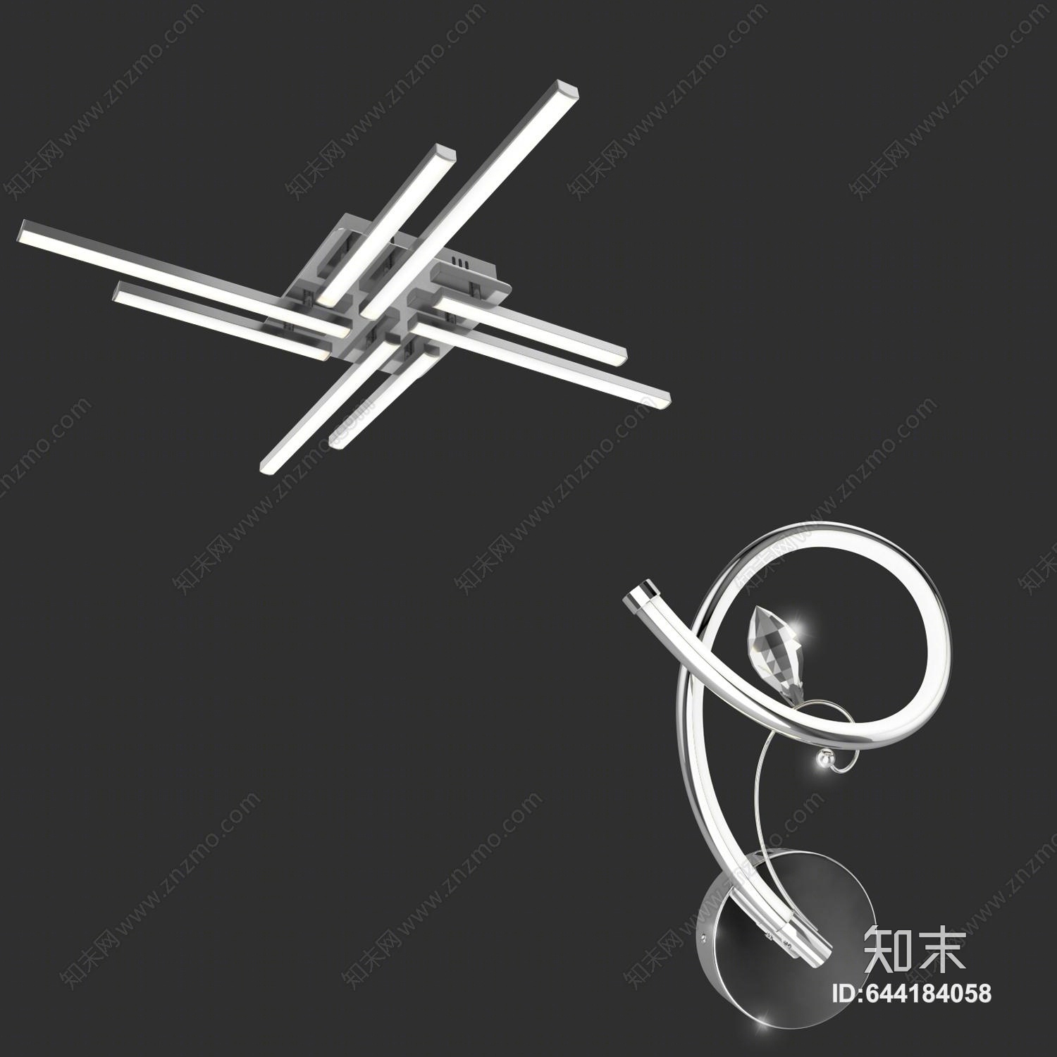 现代led吸顶灯3D模型下载【ID:644184058】