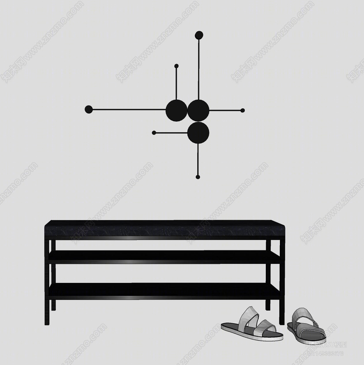 现代风格鞋架SU模型下载【ID:149383678】