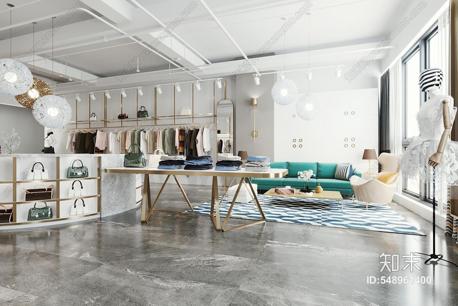 现代轻奢女装店3D模型下载【ID:548961400】