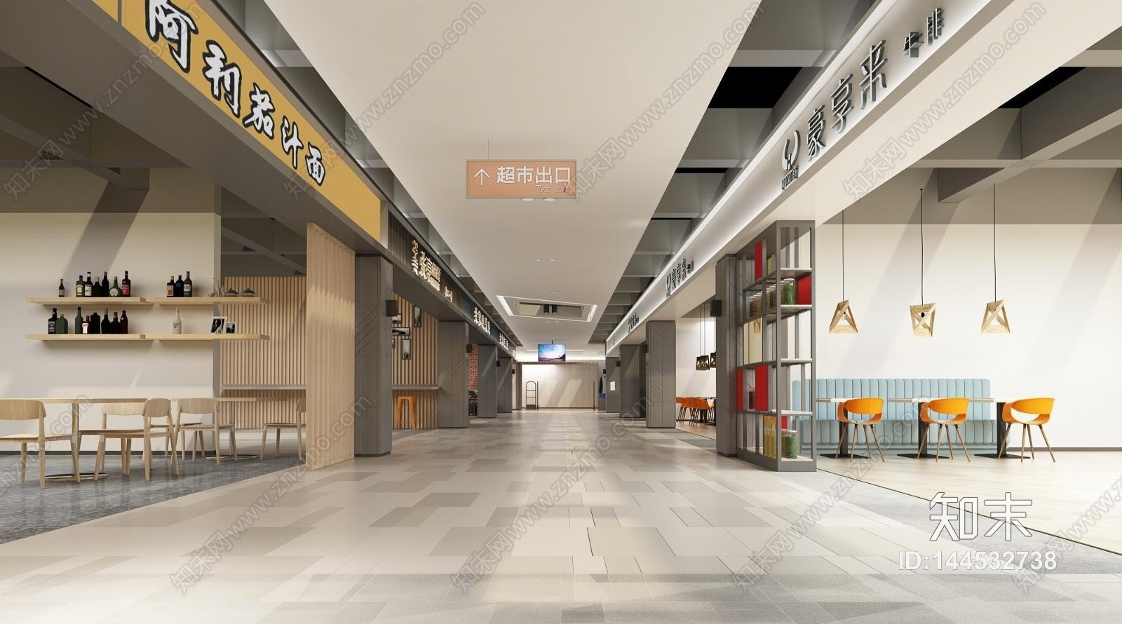 现代商场过道3D模型下载【ID:144532738】
