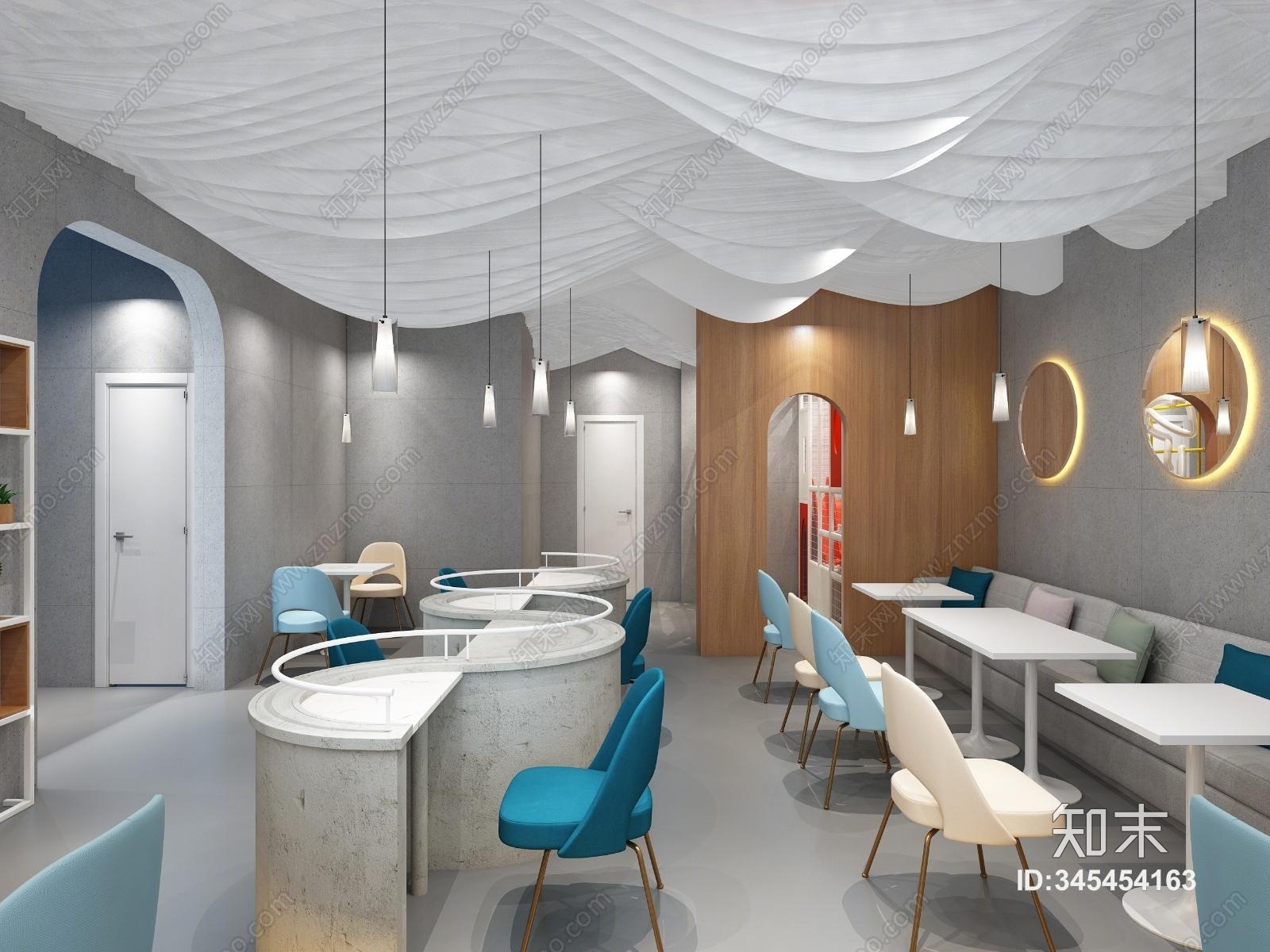 现代茶餐厅3D模型下载【ID:345454163】