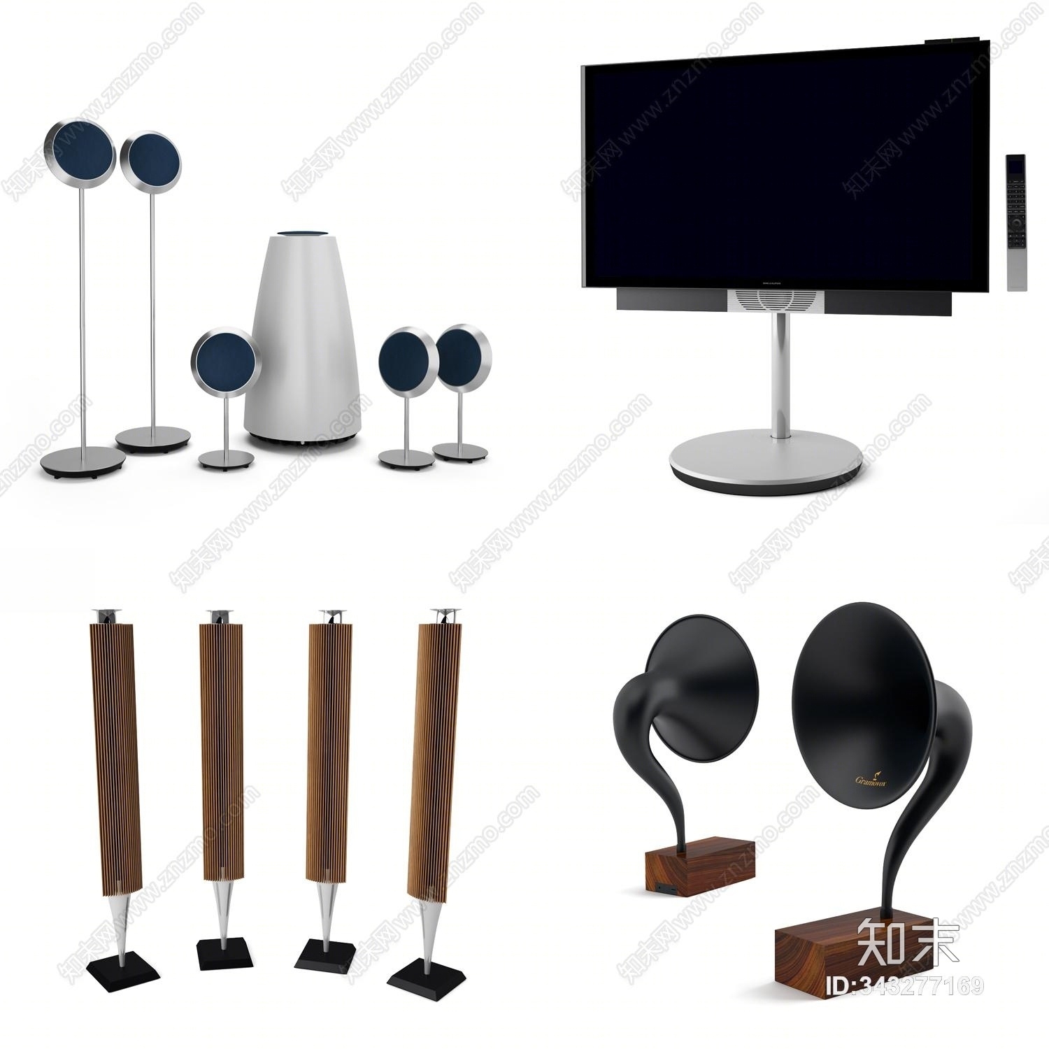 现代风格电视机组合3D模型下载【ID:343277169】