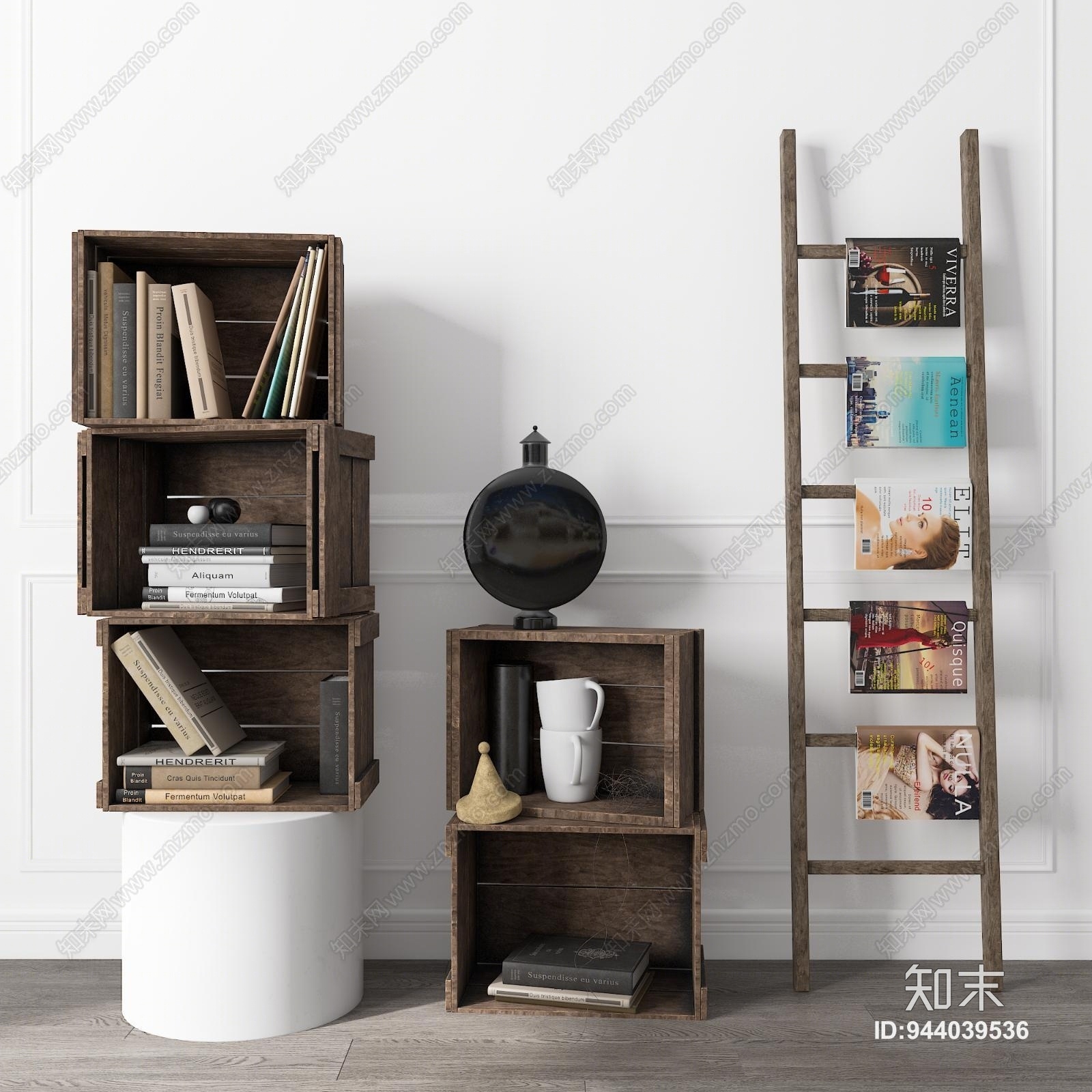 工业风格书柜3D模型下载【ID:944039536】