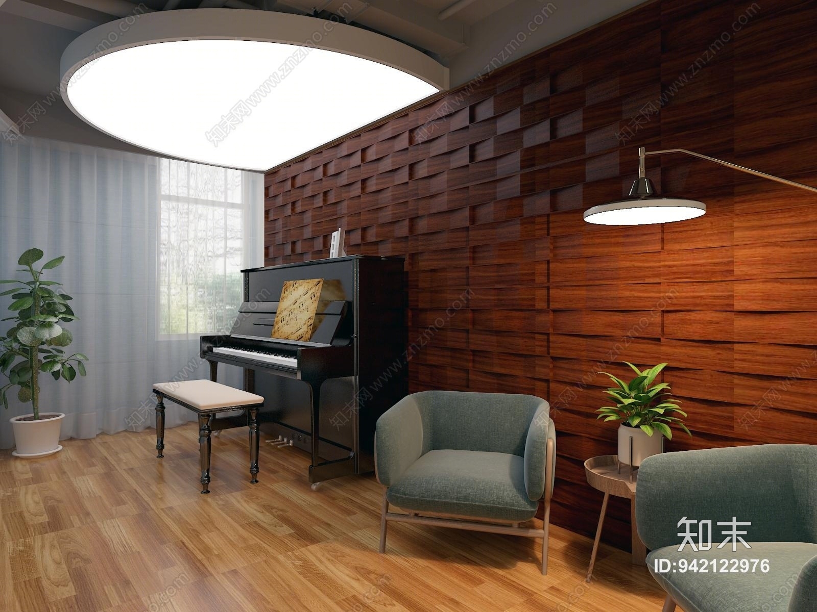 北欧钢琴教室3D模型下载【ID:942122976】