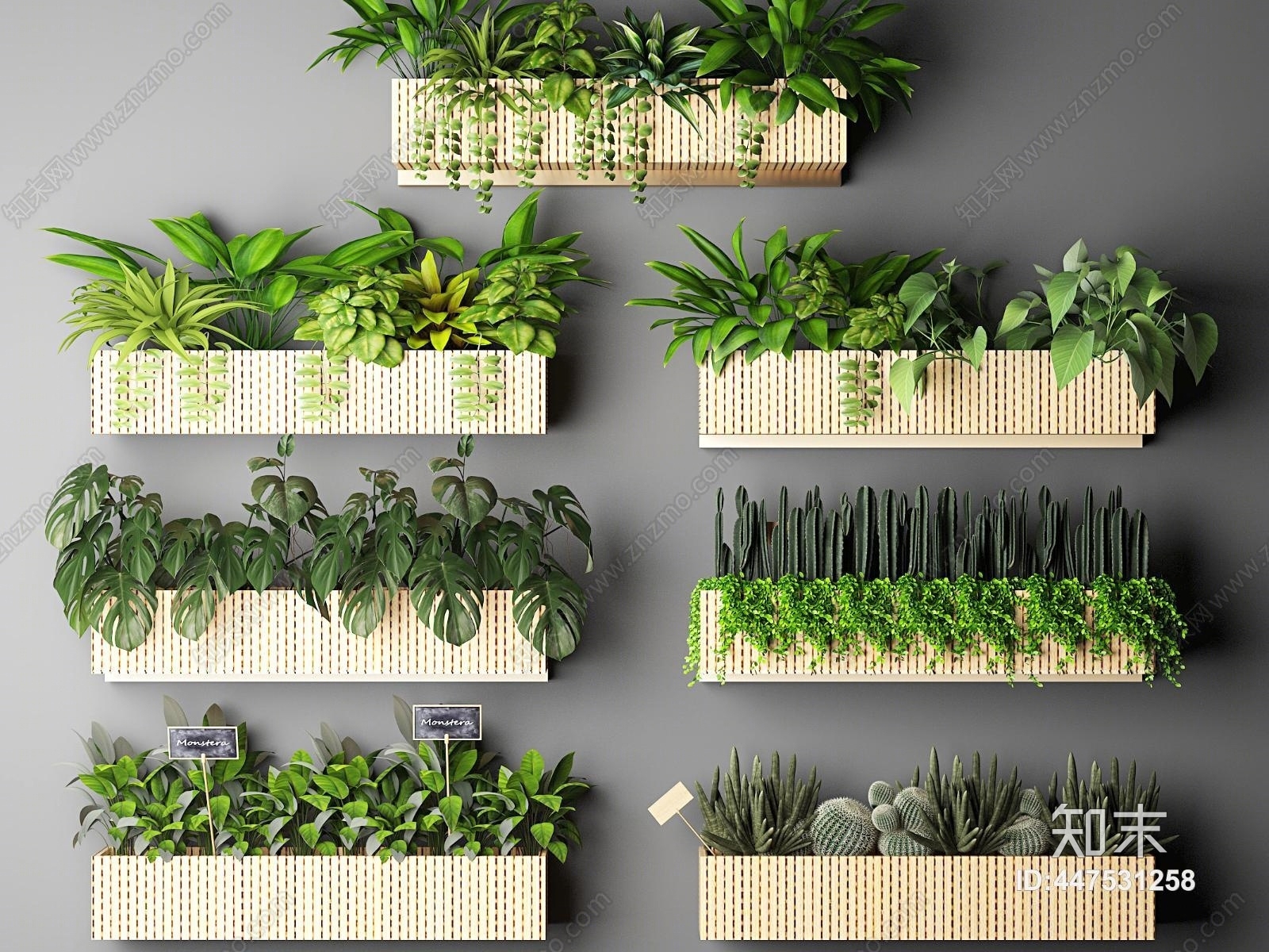 北欧壁挂植物3D模型下载【ID:447531258】