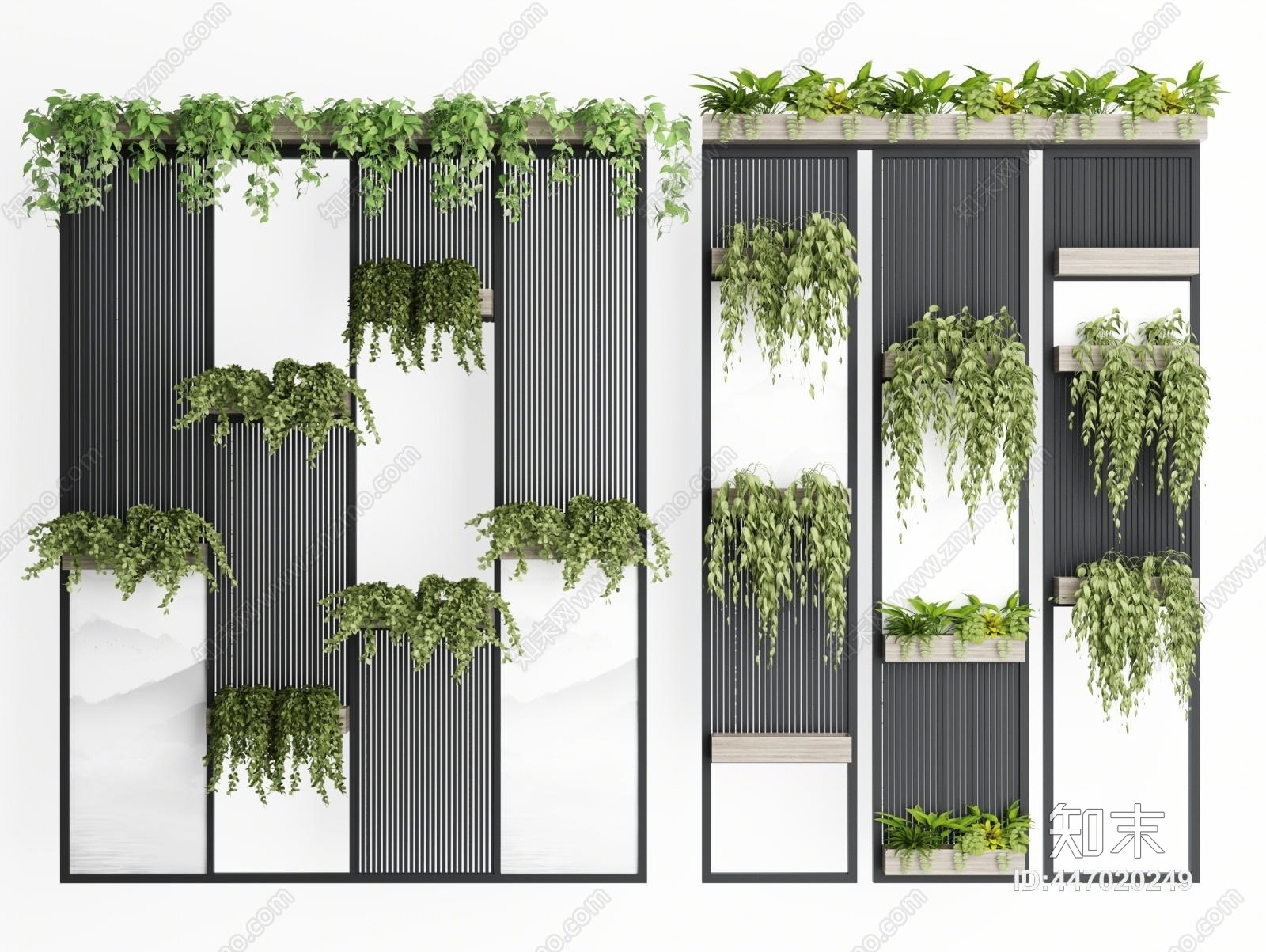 现代绿植墙3D模型下载【ID:447020249】
