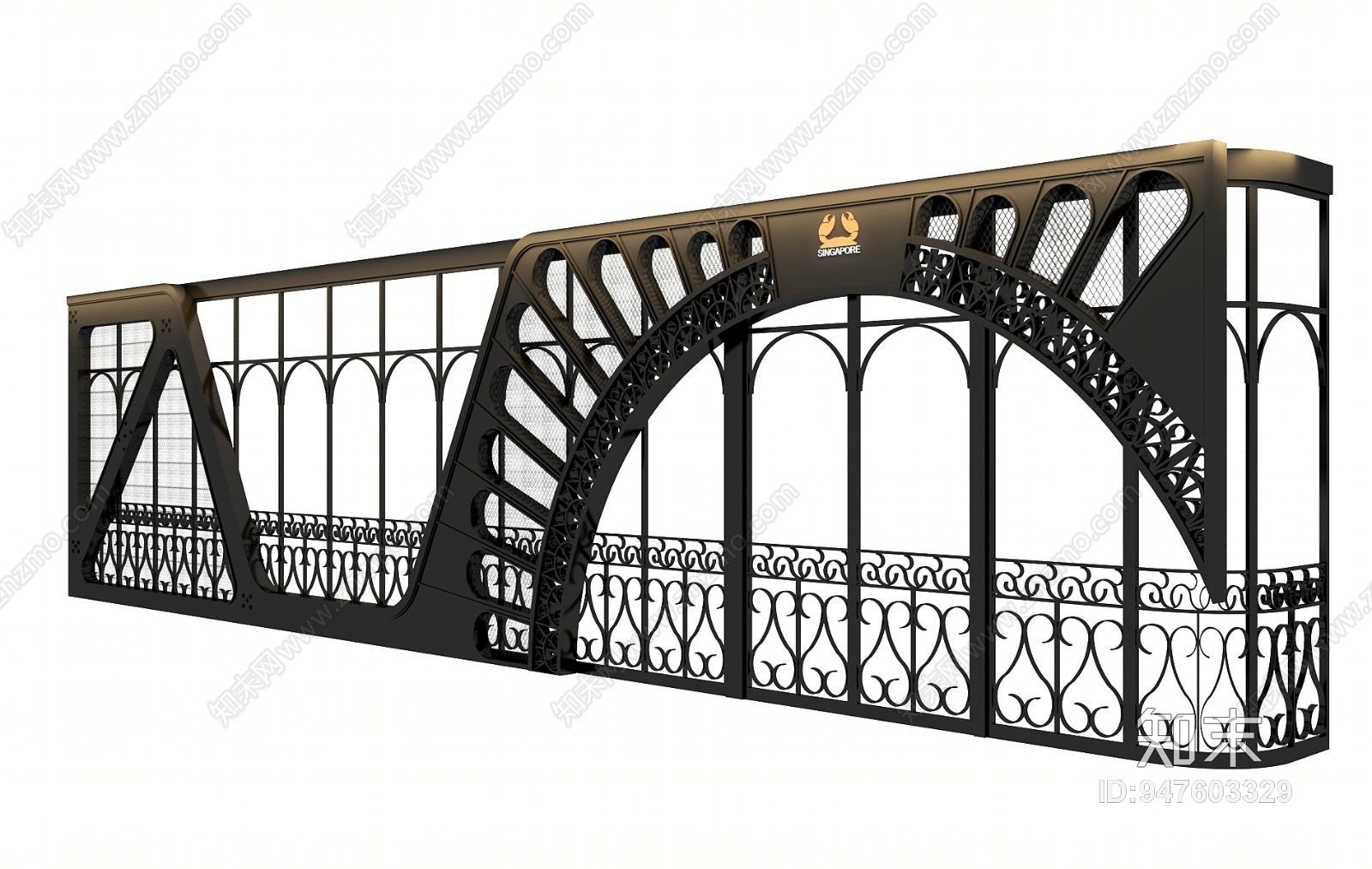 现代埃菲尔铁塔屏风隔断3D模型下载【ID:947603329】