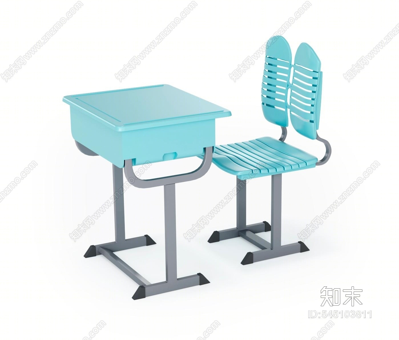 现代学校课桌椅3D模型下载【ID:545103811】