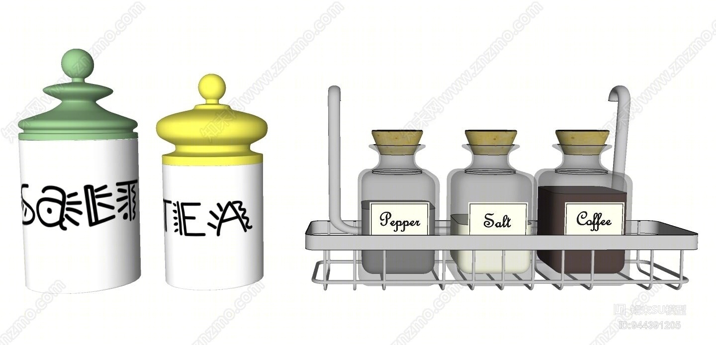现代简约调料罐SU模型下载【ID:944391205】