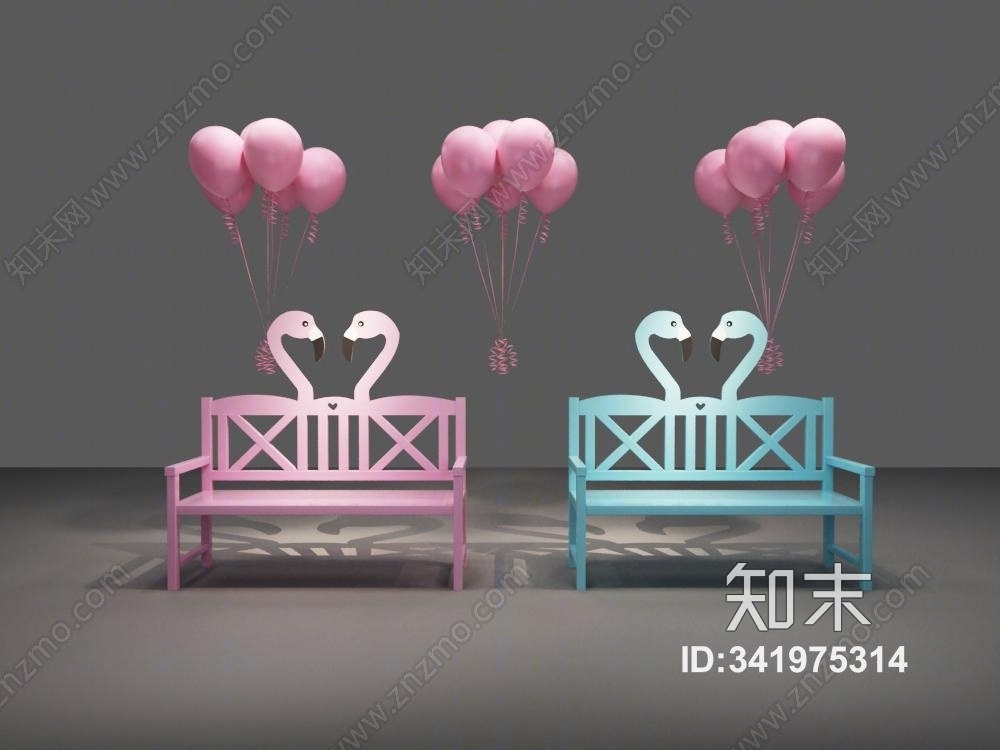 情人节火烈鸟户外椅3D模型下载【ID:341975314】