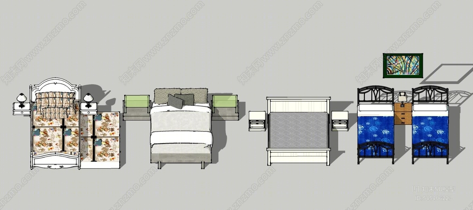 现代儿童床SU模型下载【ID:545406223】